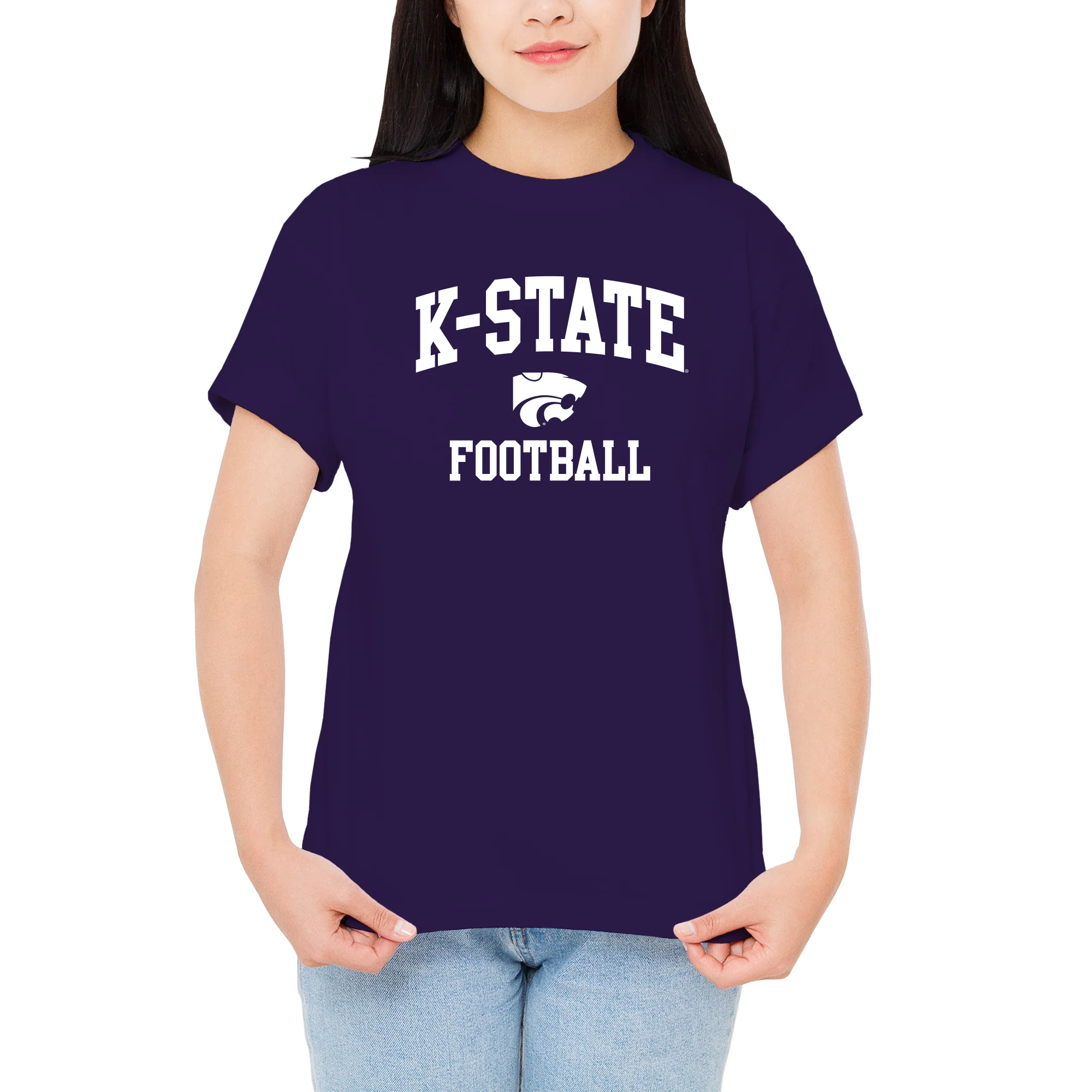 K-State Arch Logo Football T-Shirt - Purple - Image 4