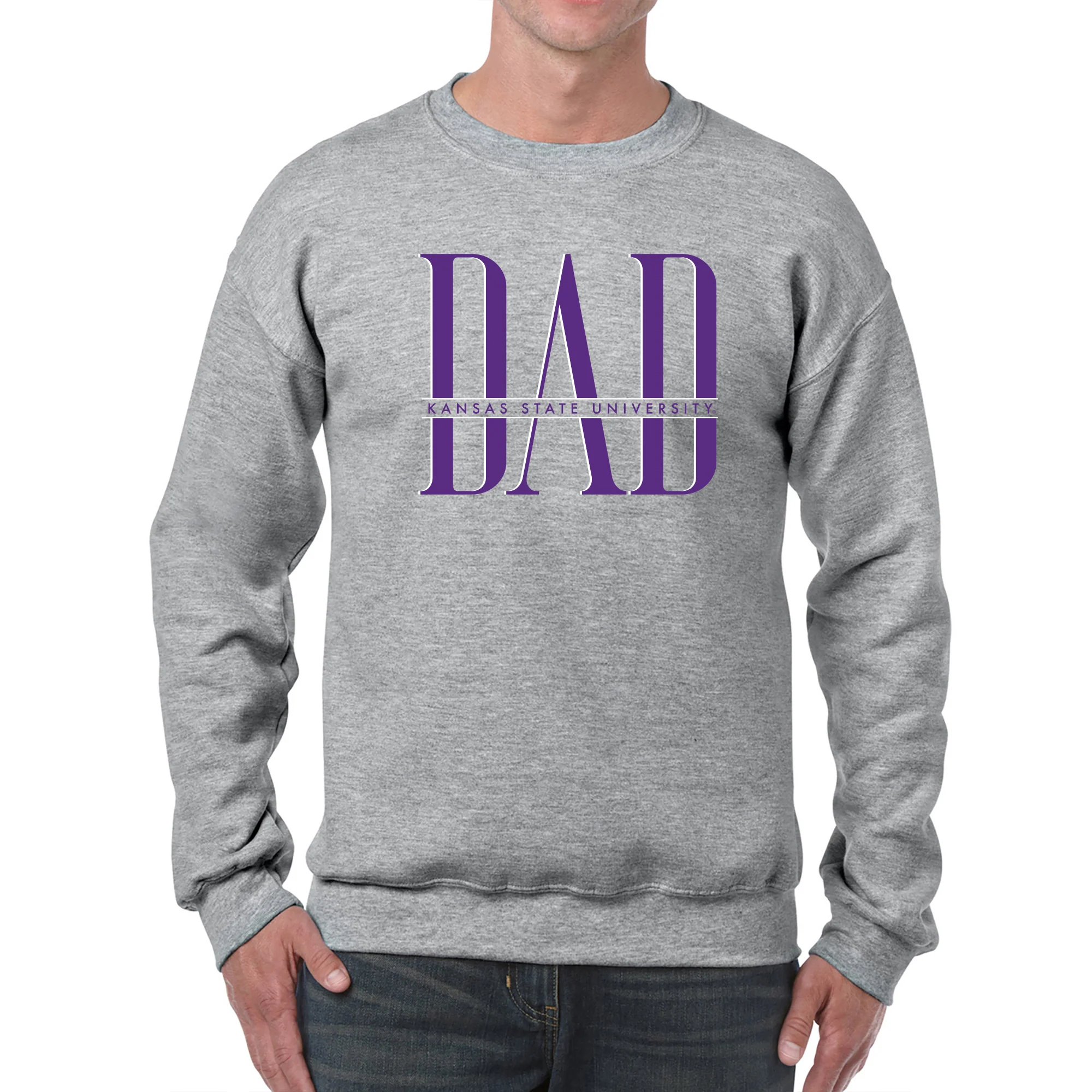 Kansas State Classic Dad Crewneck - Sport Grey - Image 4