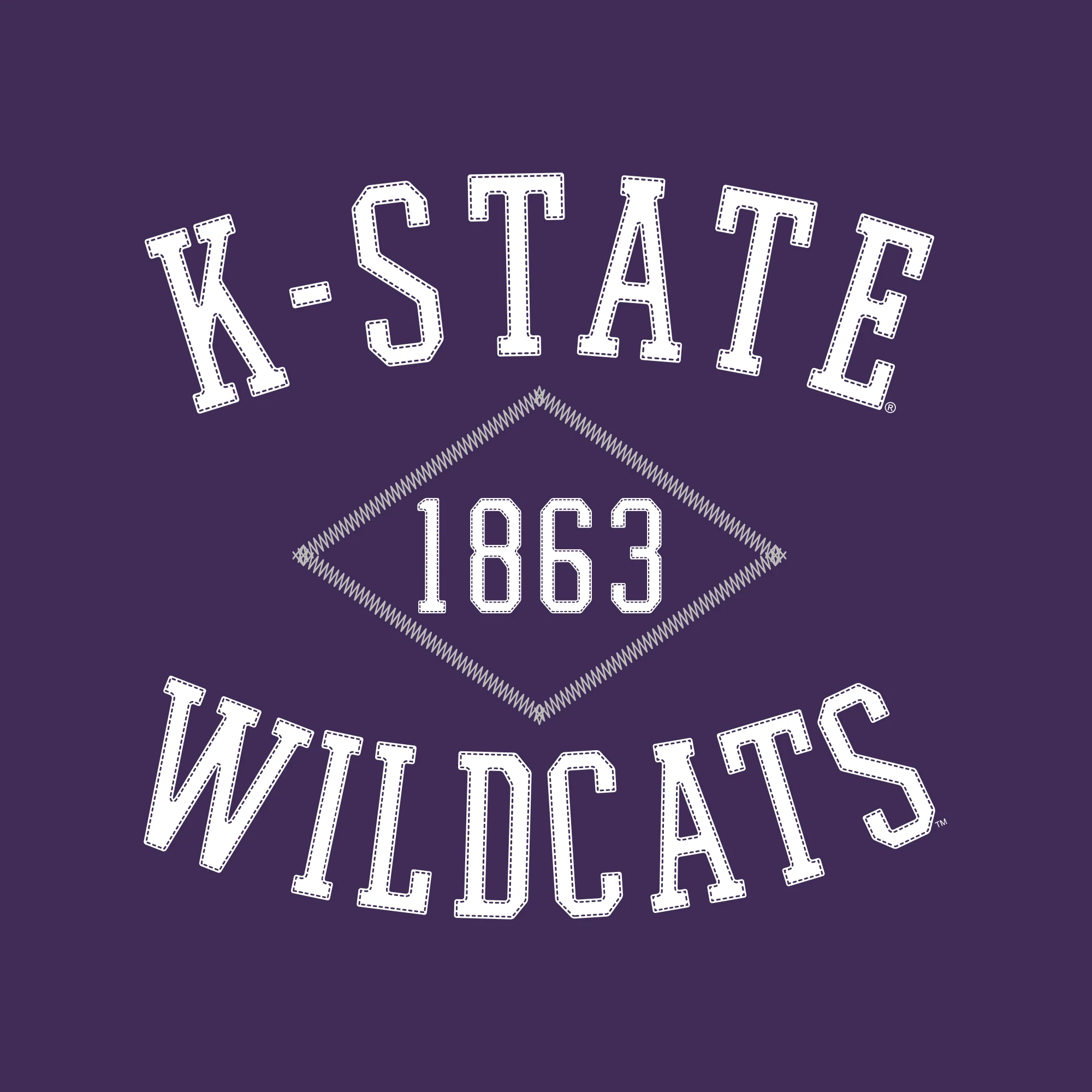 K-State Faux Stitch Arch Crewneck - Purple - Image 2