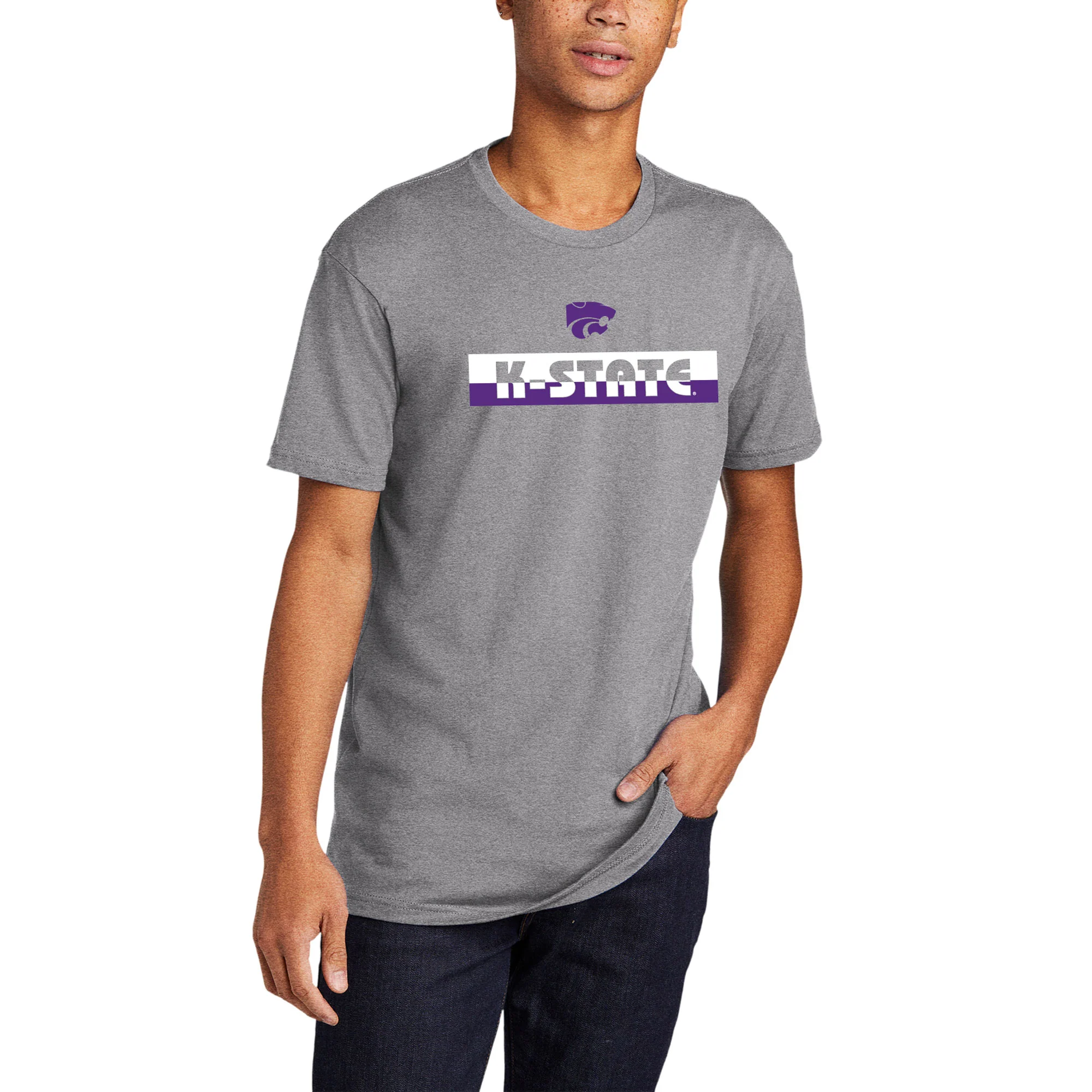 K-State Split Bar NLA T-Shirt - Heather Grey - Image 3