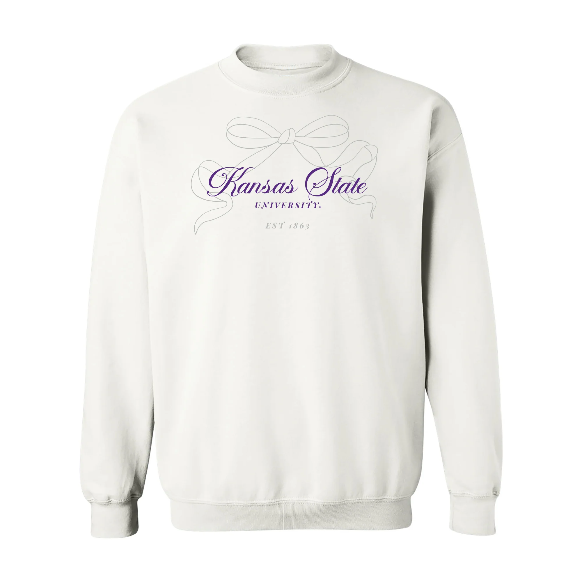 Kansas State Delicate Bow Crewneck Sweatshirt - White