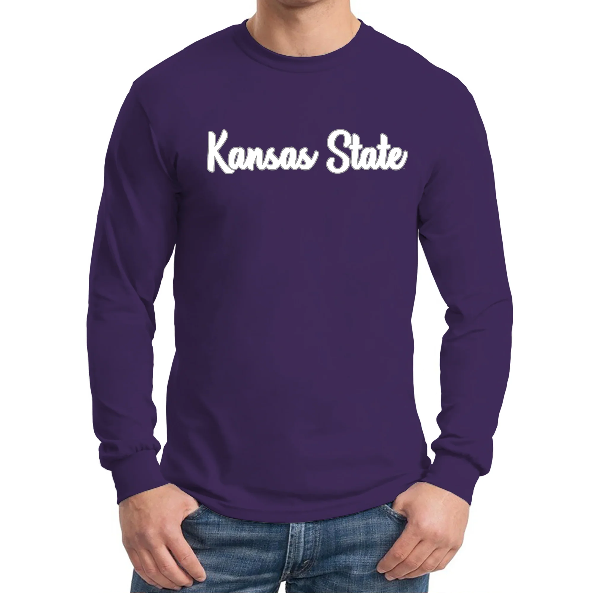 Kansas State University Wildcats Basic Script Cotton Long Sleeve T-Shirt - Purple - Image 3