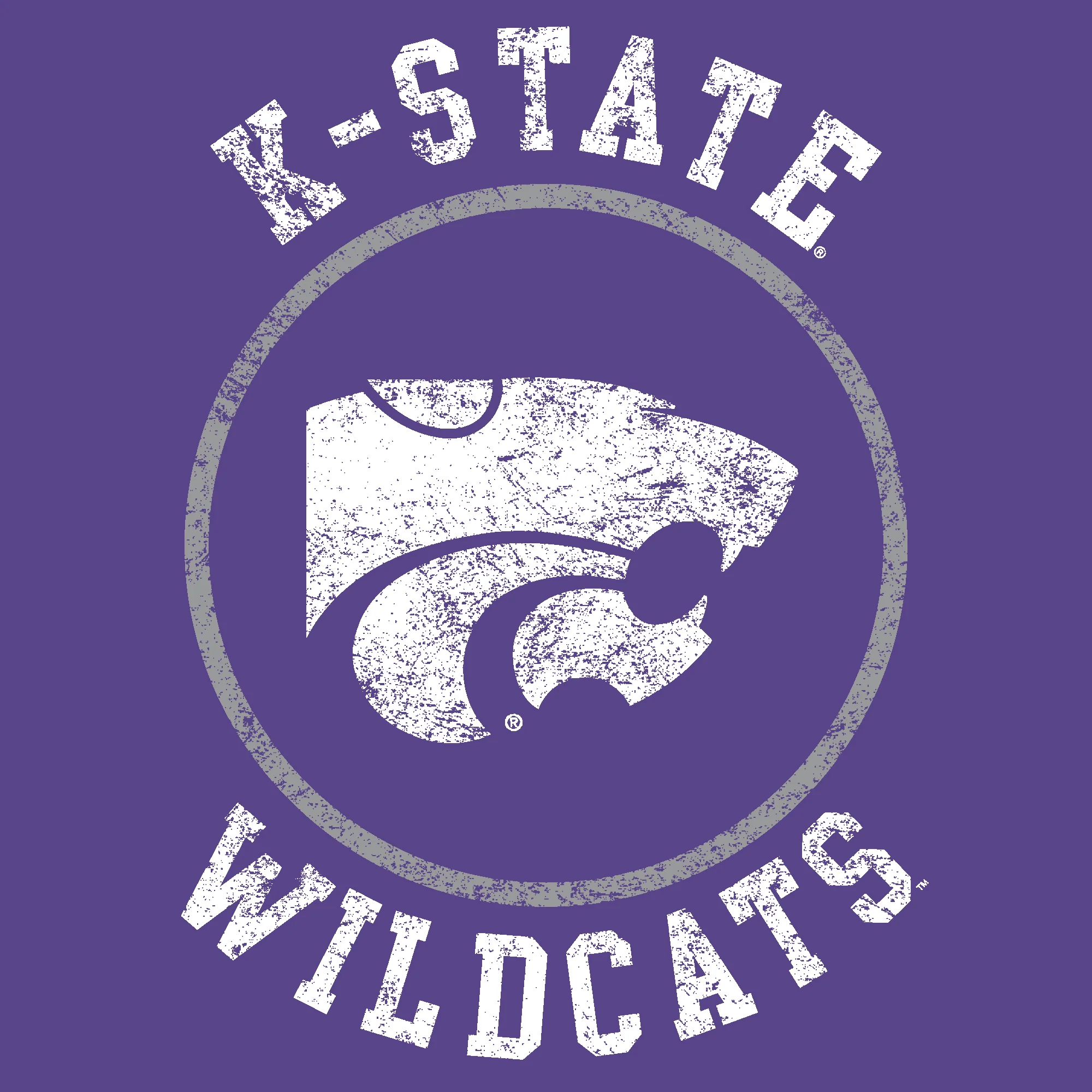 Kansas State University Wildcats Distressed Circle Logo Cotton Women's T-Shirt - Purple - Image 2