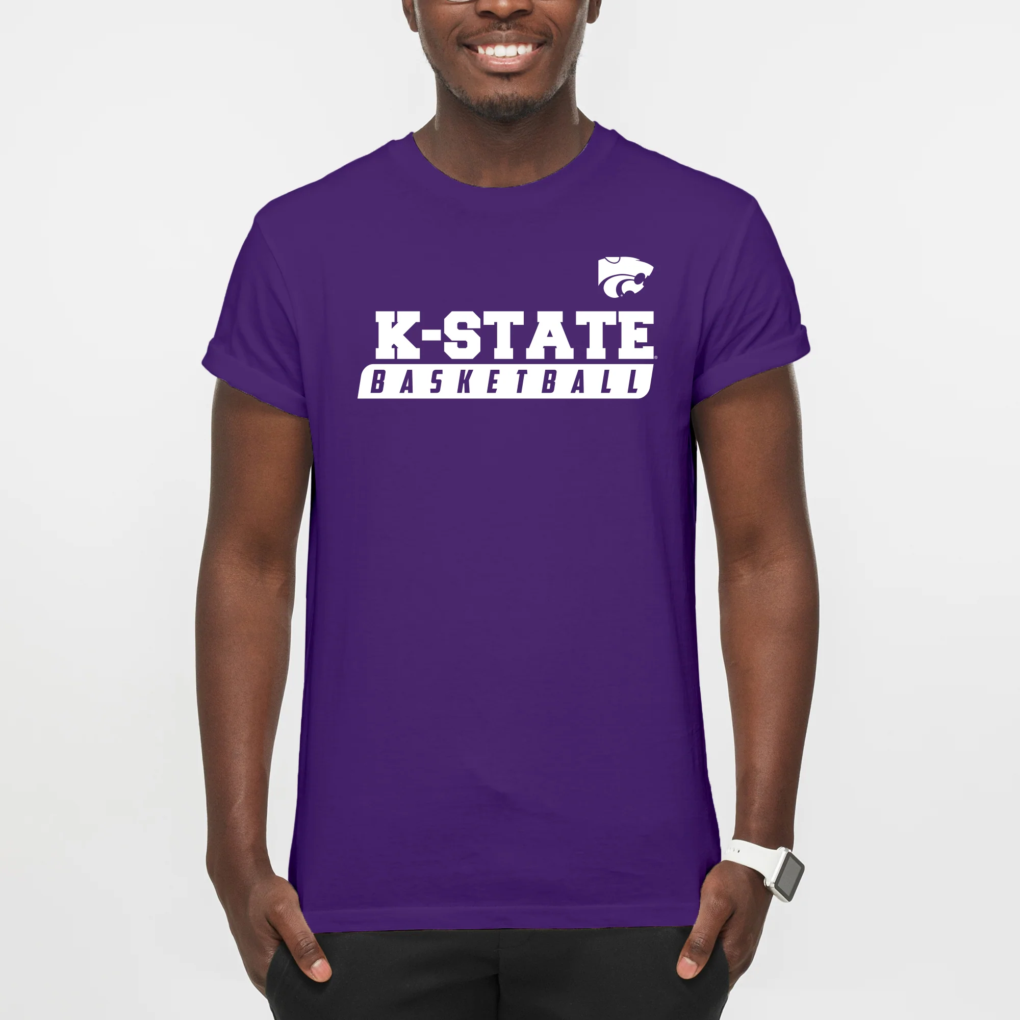 Kansas State Wildcats Basketball Slant T Shirt - Purple - Image 4