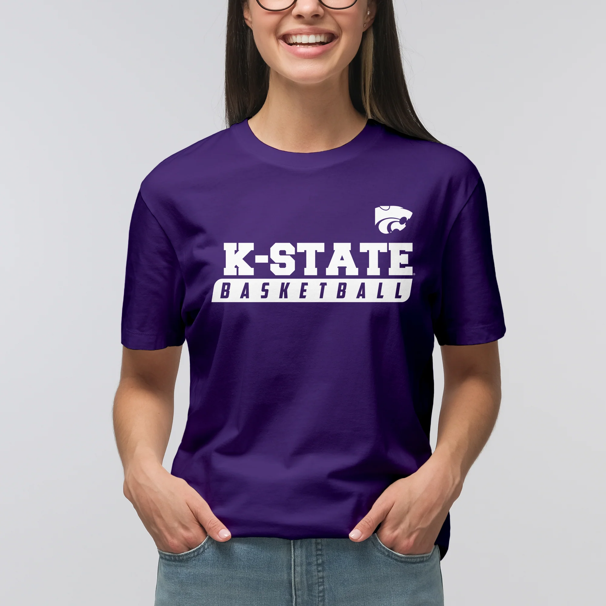 Kansas State Wildcats Basketball Slant T Shirt - Purple - Image 5