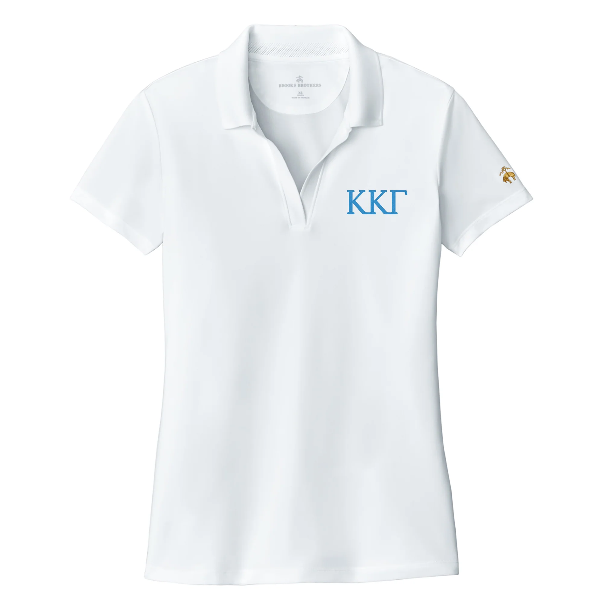 Kappa Kappa Gamma Greek Letter Block LC Brooks Brothers Women’s Mesh Pique Performance Polo - White