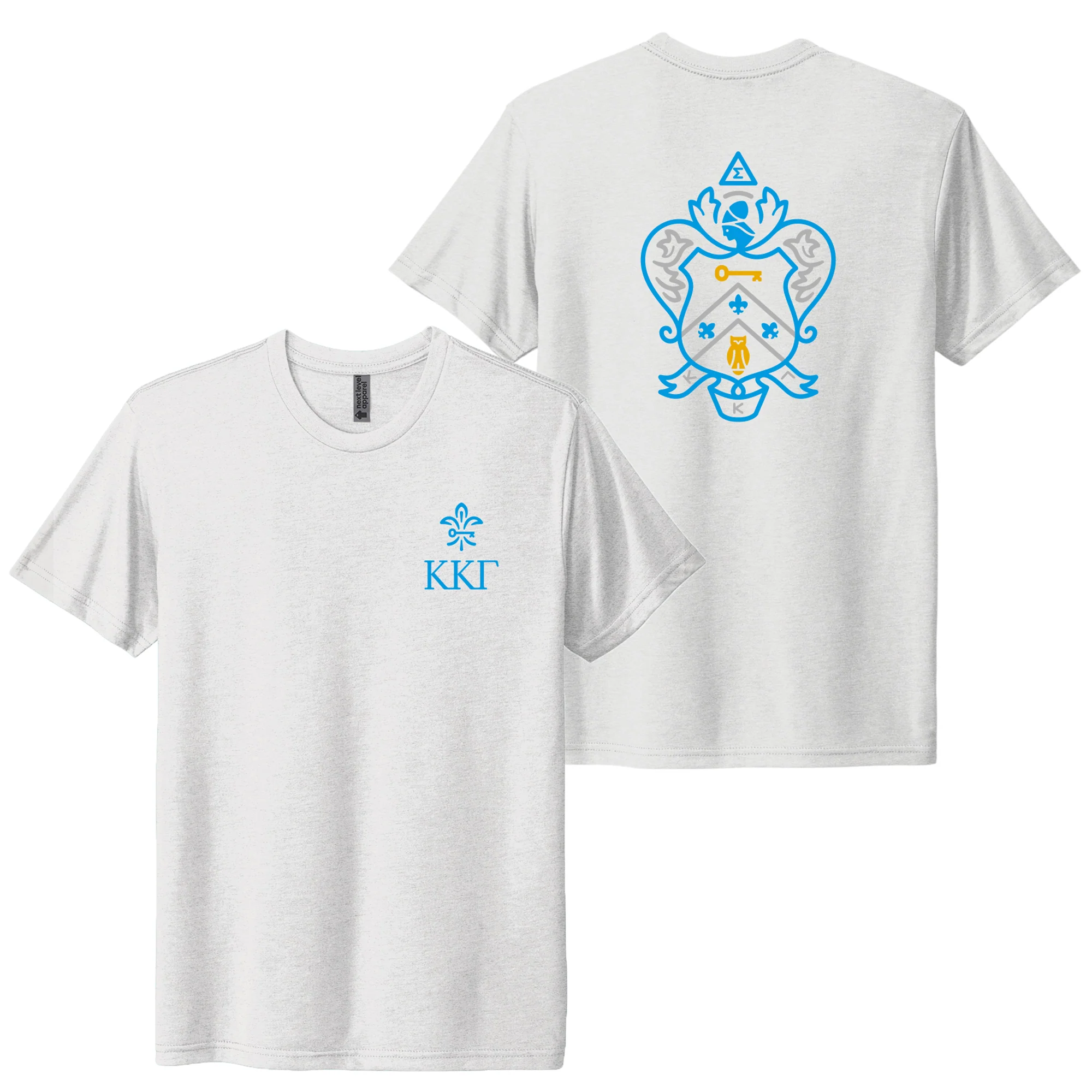 Kappa Kappa Gamma LC and Back Print NLA Triblend T-Shirt - Heather White