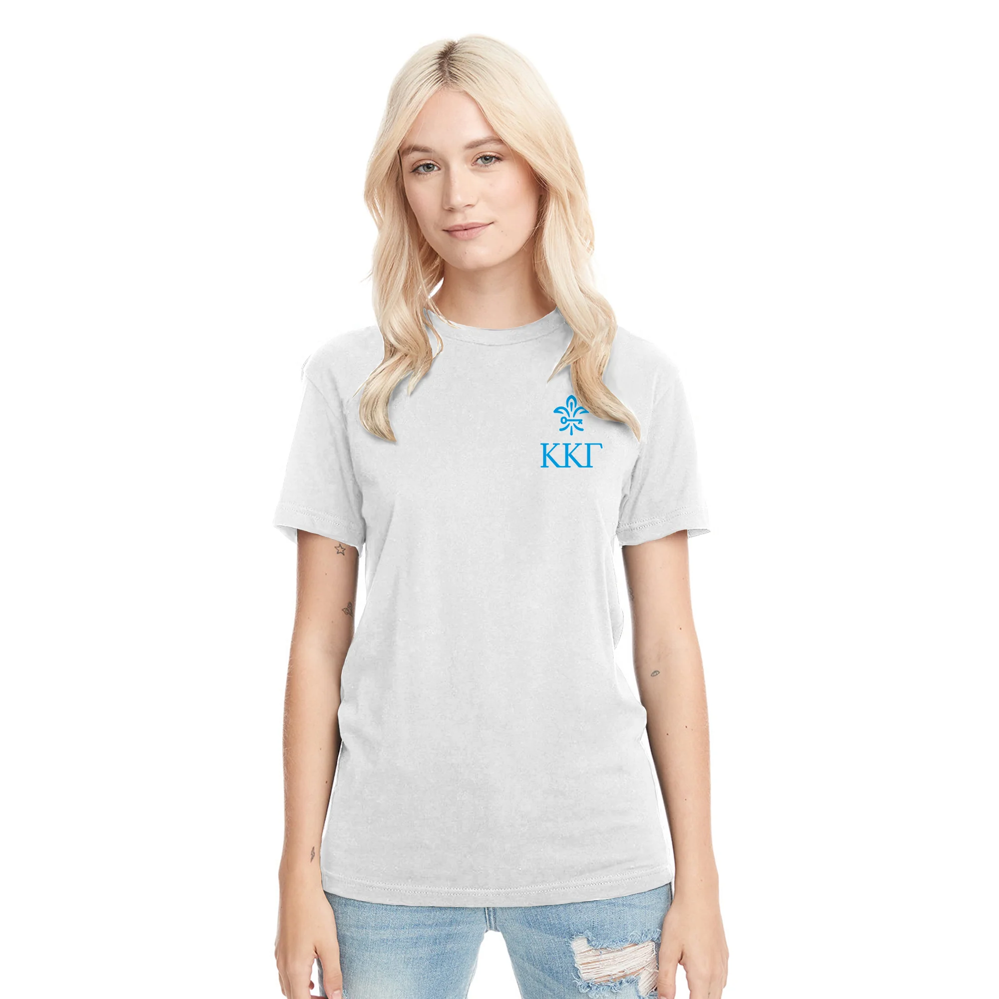 Kappa Kappa Gamma LC and Back Print NLA Triblend T-Shirt - Heather White - Image 4
