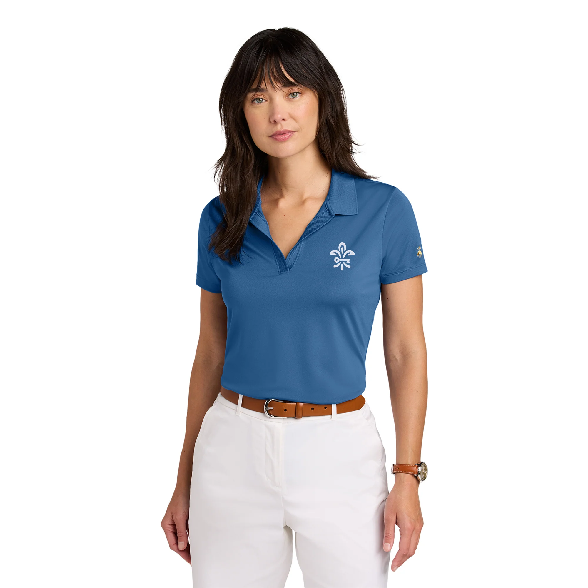 Kappa Kappa Gamma Primary Logo LC Brooks Brothers Women’s Mesh Pique Performance Polo - Charter Blue - Image 3