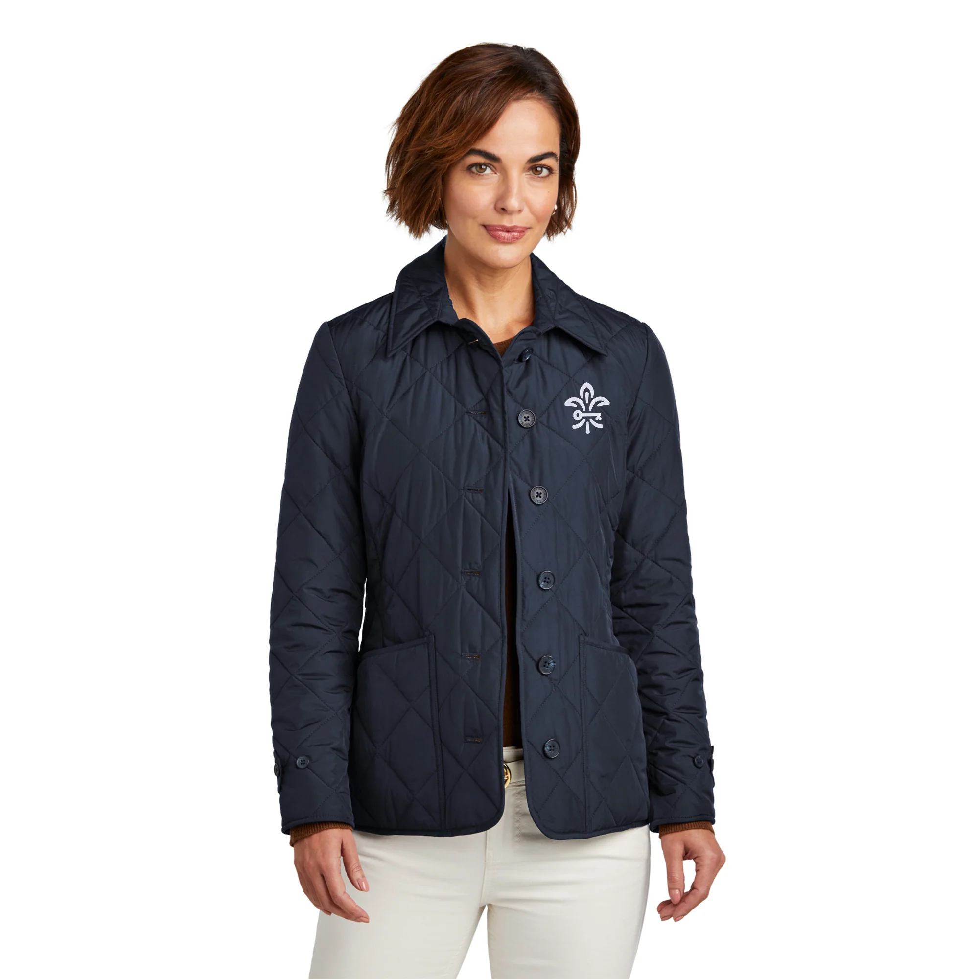 Kappa Kappa Gamma Primary Logo LC Brooks Brothers Women's Quilted Jacket - Night Navy - Image 3