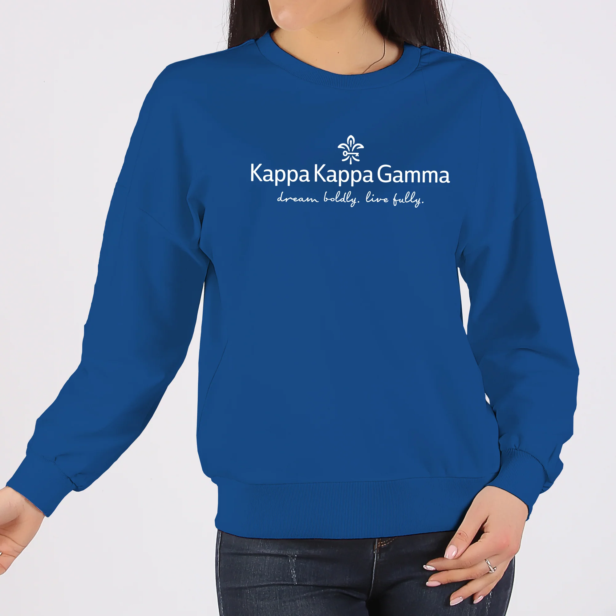 Kappa Kappa Gamma Primary Wordmark Crewneck Sweatshirt - Royal - Image 3