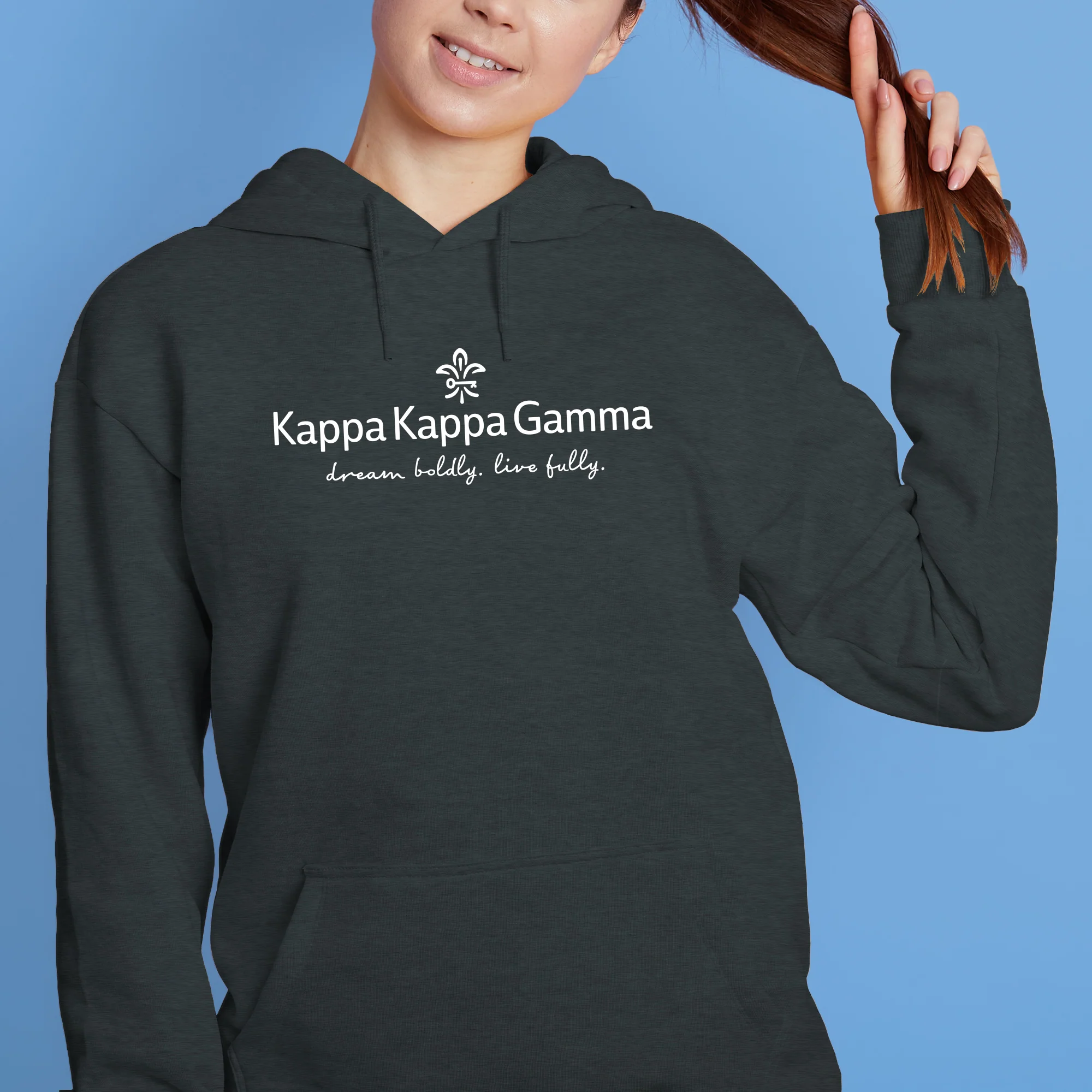 Kappa Kappa Gamma Primary Wordmark Hoodie - Dark Heather - Image 3