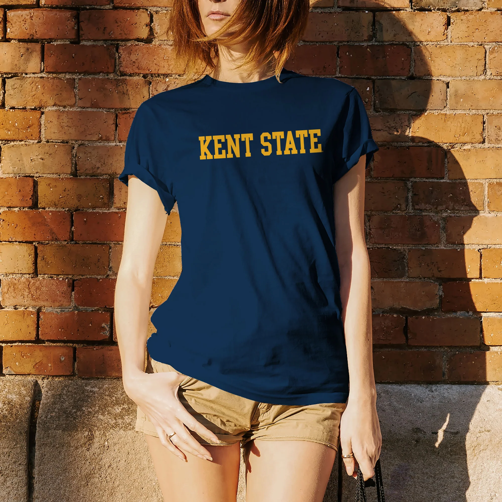 Kent State University Golden Flashes Basic Block Short Sleeve T Shirt - Navy - Image 4