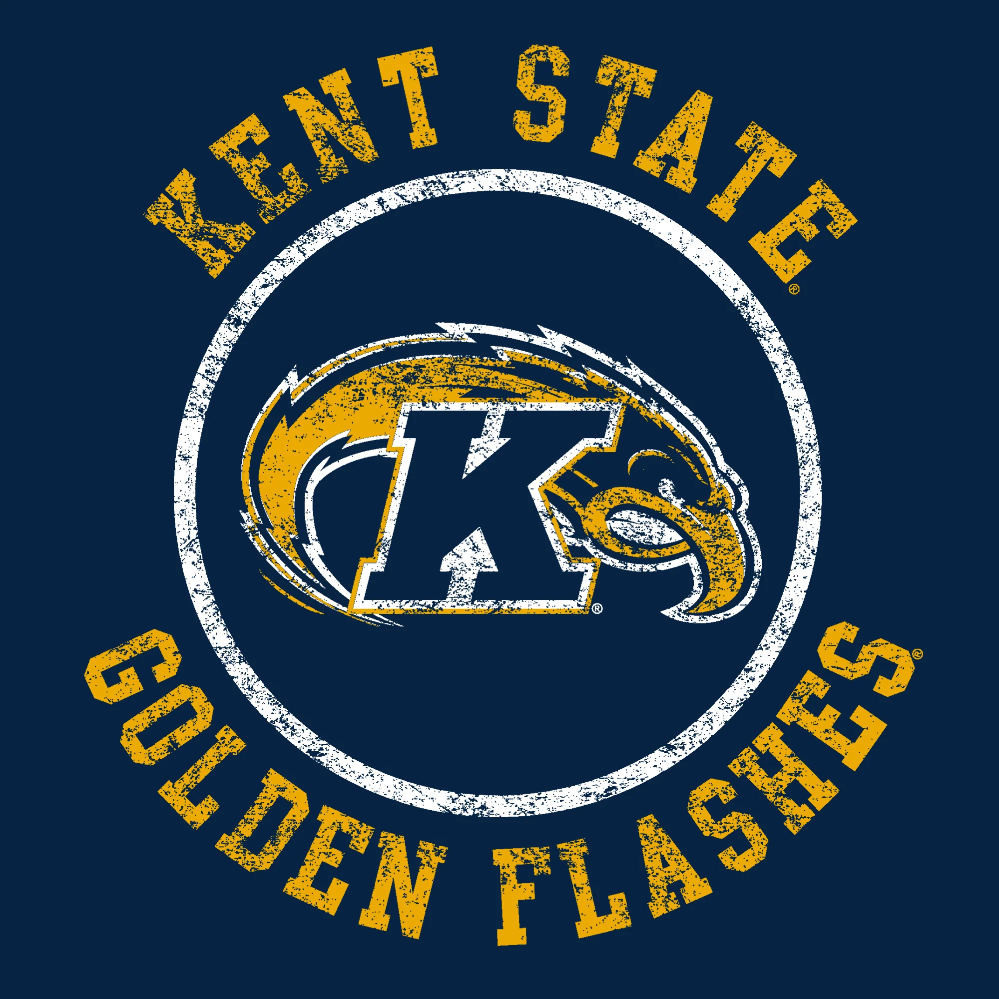 Kent State University Golden Flashes Distressed Circle Logo Short Sleeve T Shirt - Navy - Image 2