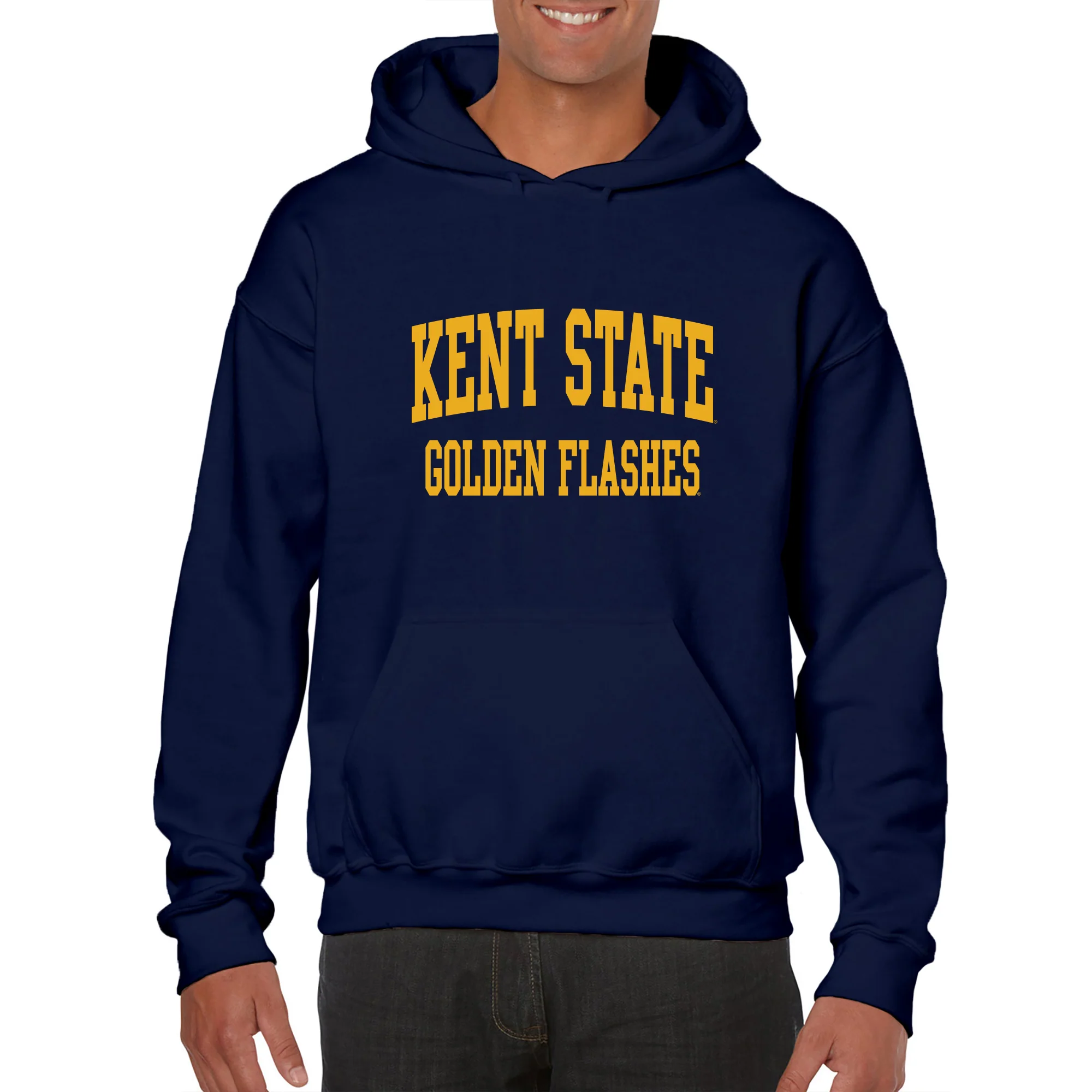 Kent State University Golden Flashes Front Back Print Heavy Blend Hoodie - Navy - Image 3