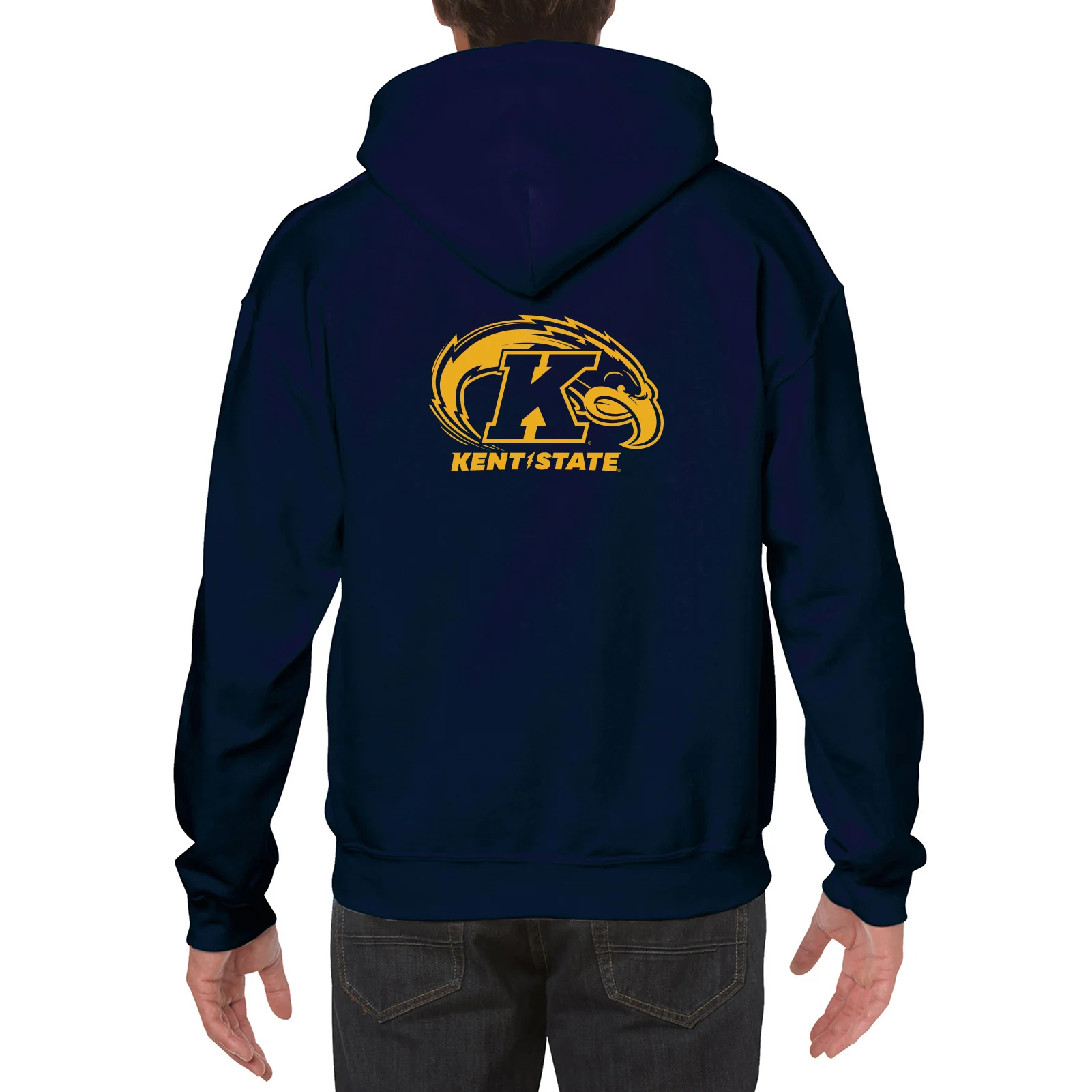 Kent State University Golden Flashes Front Back Print Heavy Blend Hoodie - Navy - Image 5