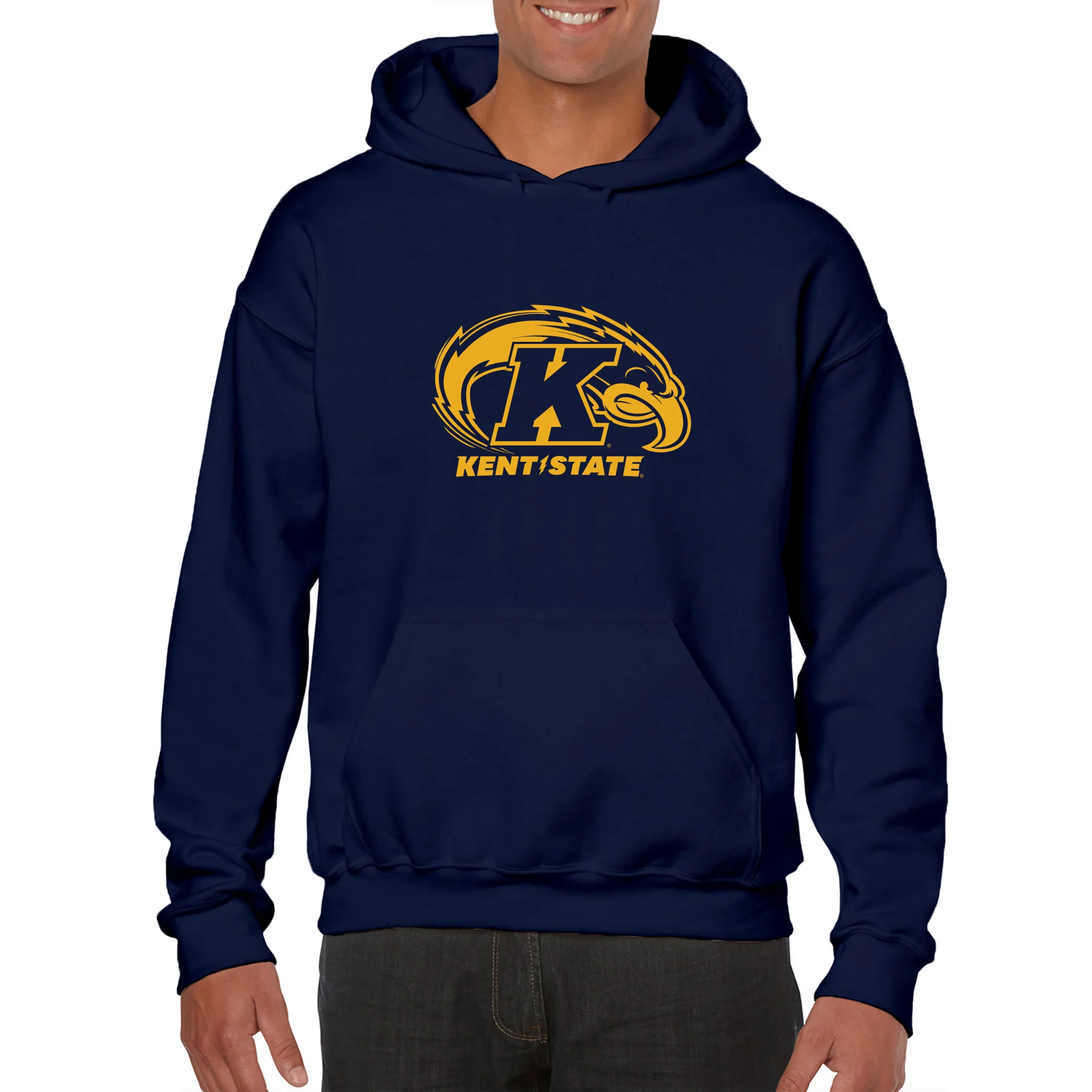 Kent State University Golden Flashes Primary Logo Haavy Blend Hoodie - Navy - Image 3