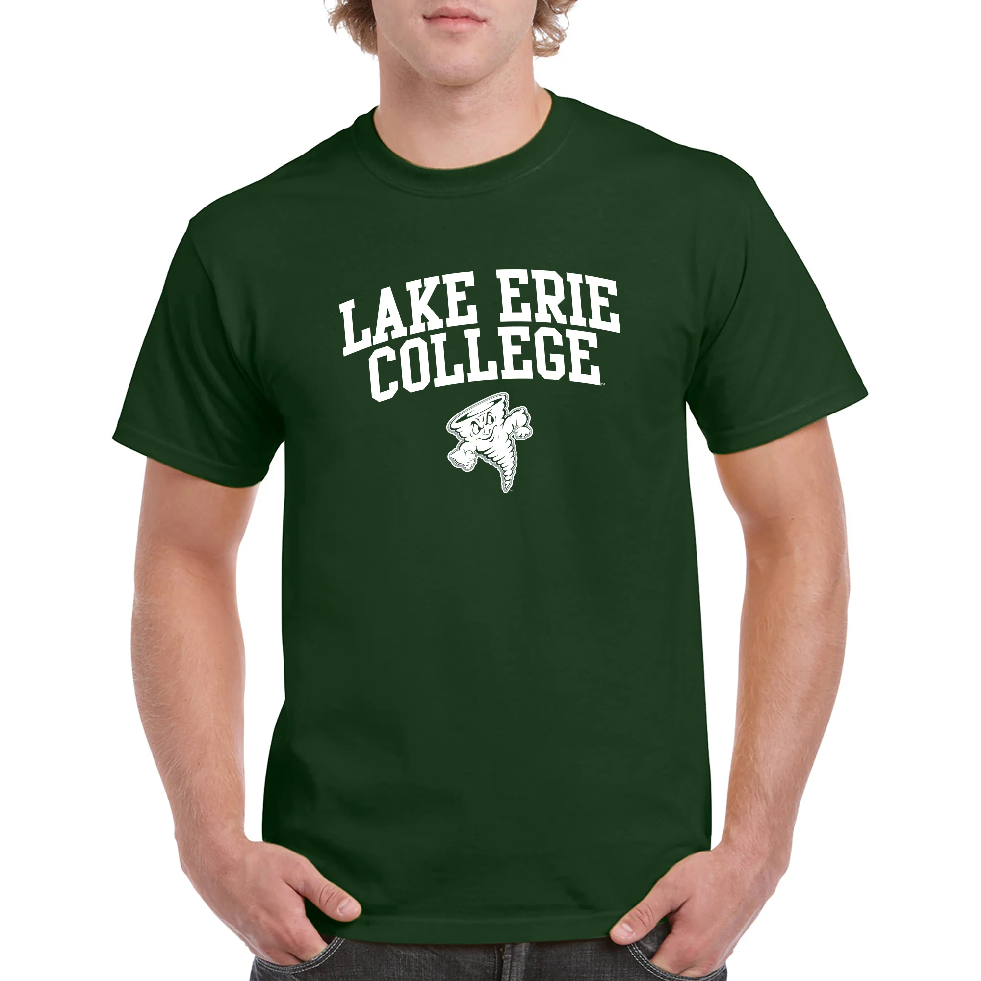 Lake Erie College Storm Arch Logo Short Sleeve T Shirt - Forest - Image 3