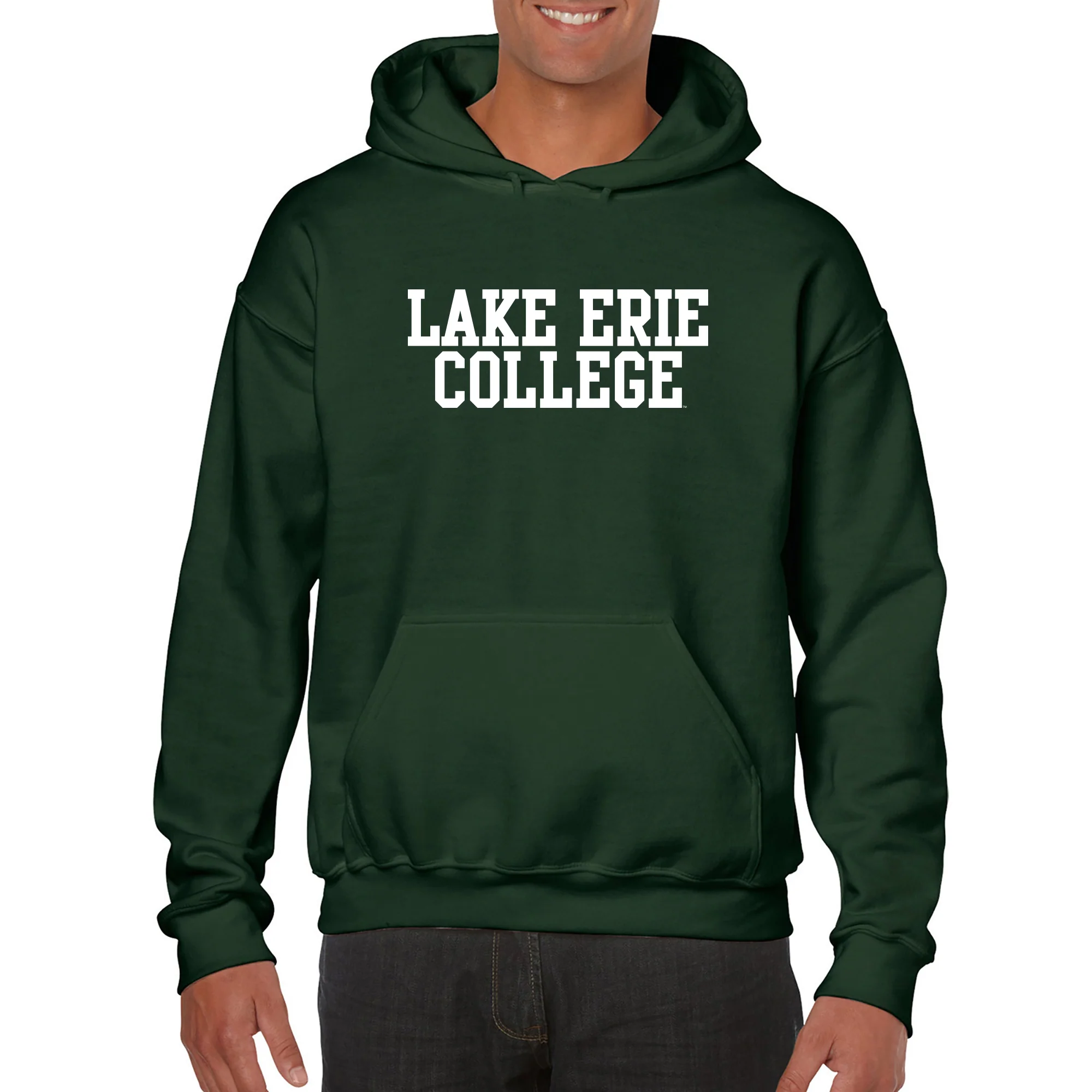 Lake Erie College Storm Basic Block Heavy Blend Hoodie - Forest - Image 3
