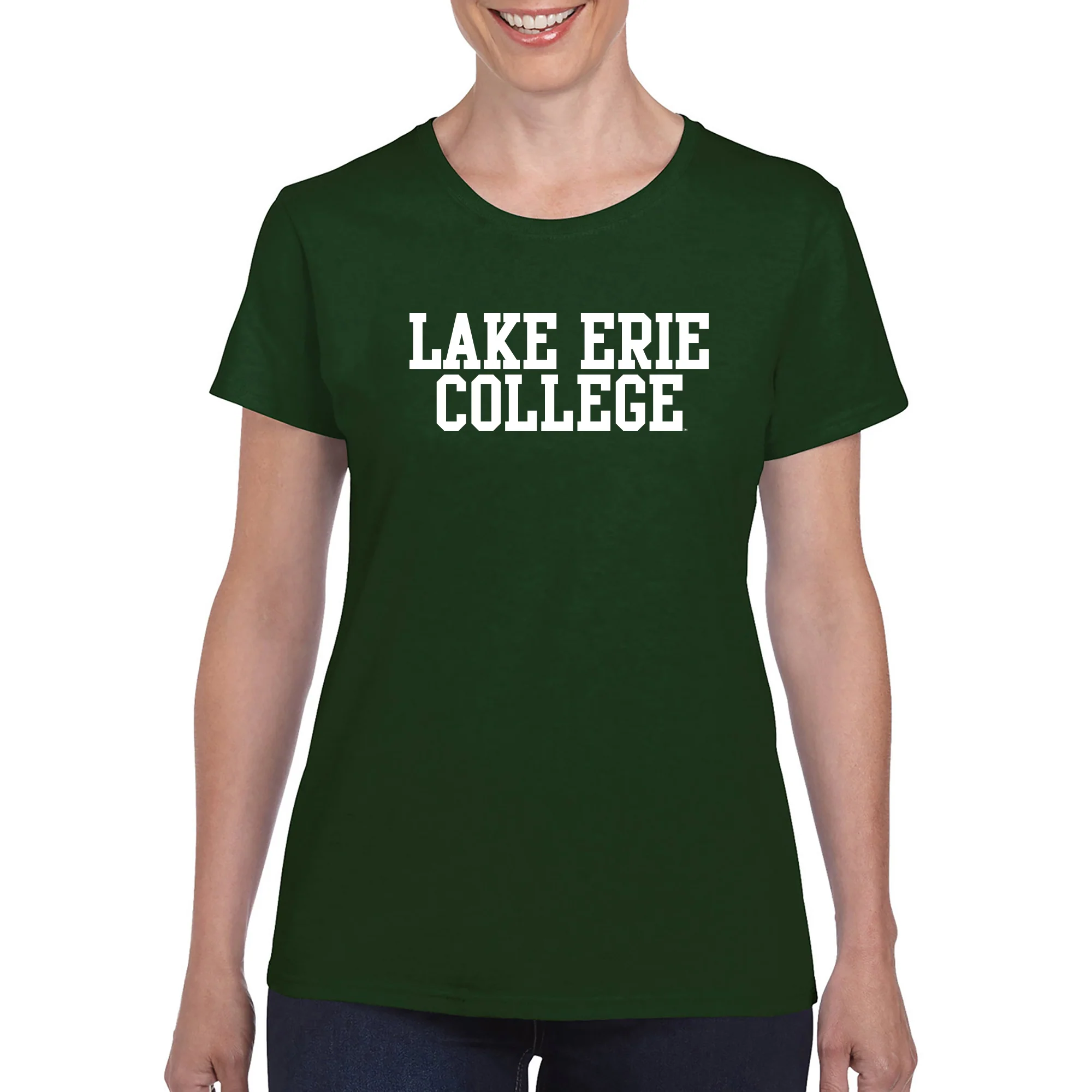Lake Erie College Storm Basic Block Women's Short Sleeve T Shirt - Forest - Image 3