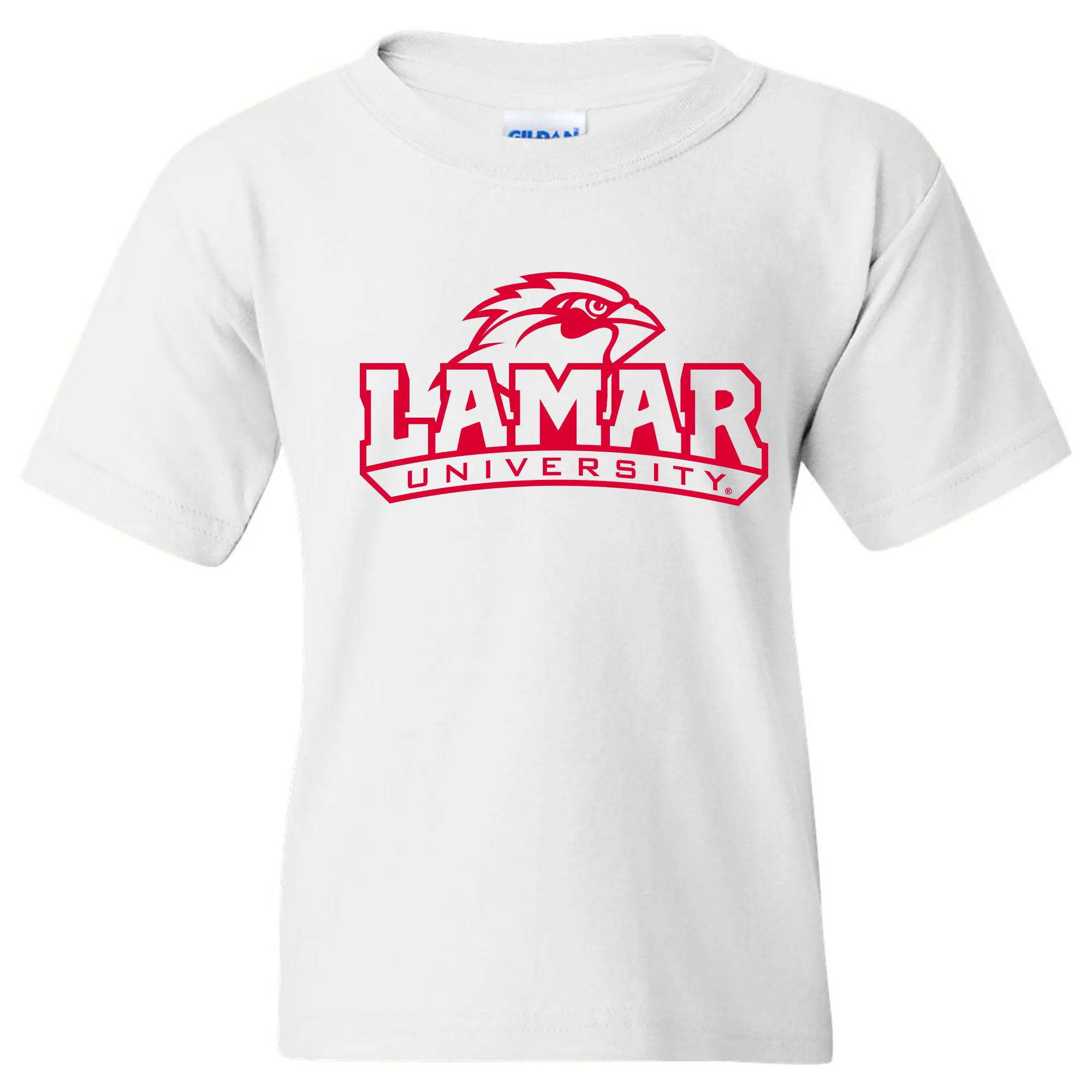 Lamar University Cardinals Arch Logo Short Sleeve Youth T Shirt - White