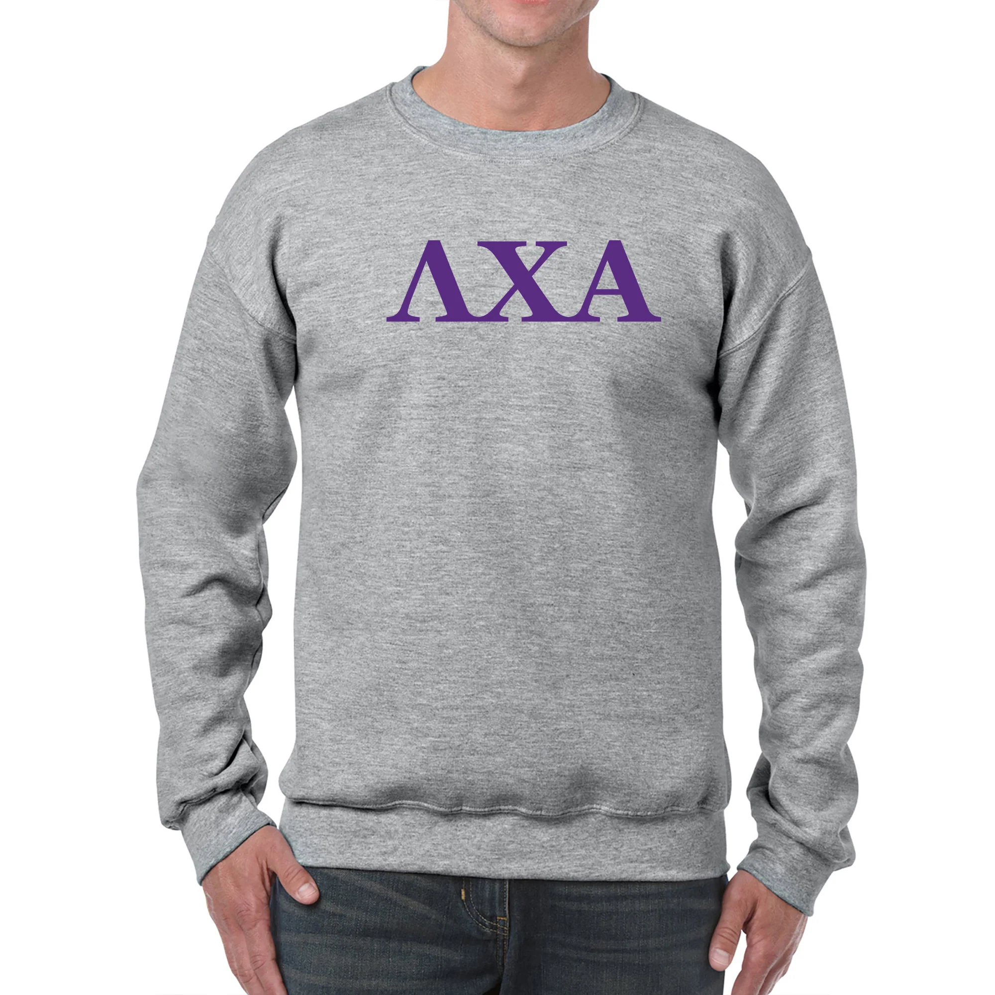 Lambda Chi Alpha Greek Letter Block Crewneck - Sport Grey - Image 3