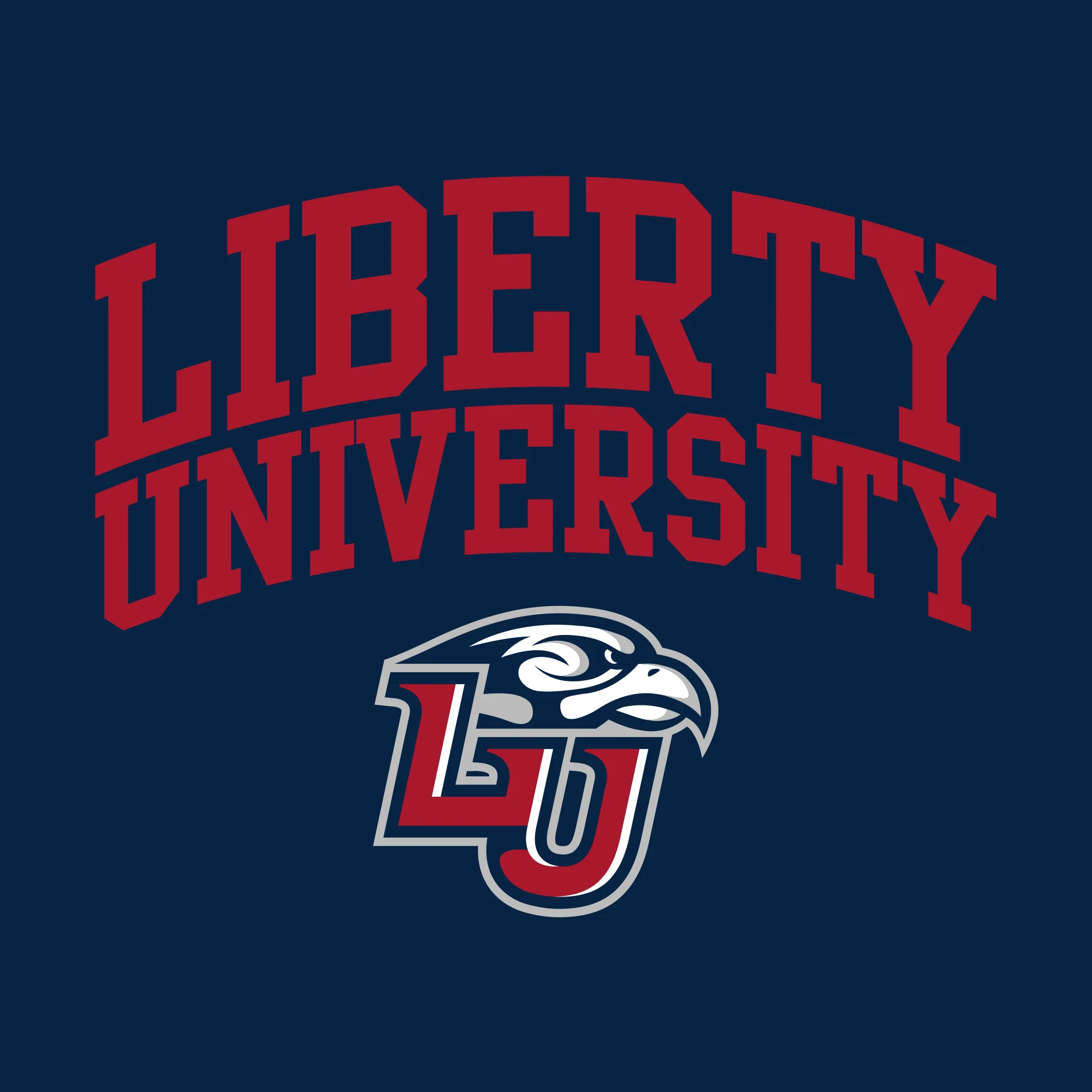Liberty University Flames Arch Logo Long Sleeve T Shirt - Navy - Image 2