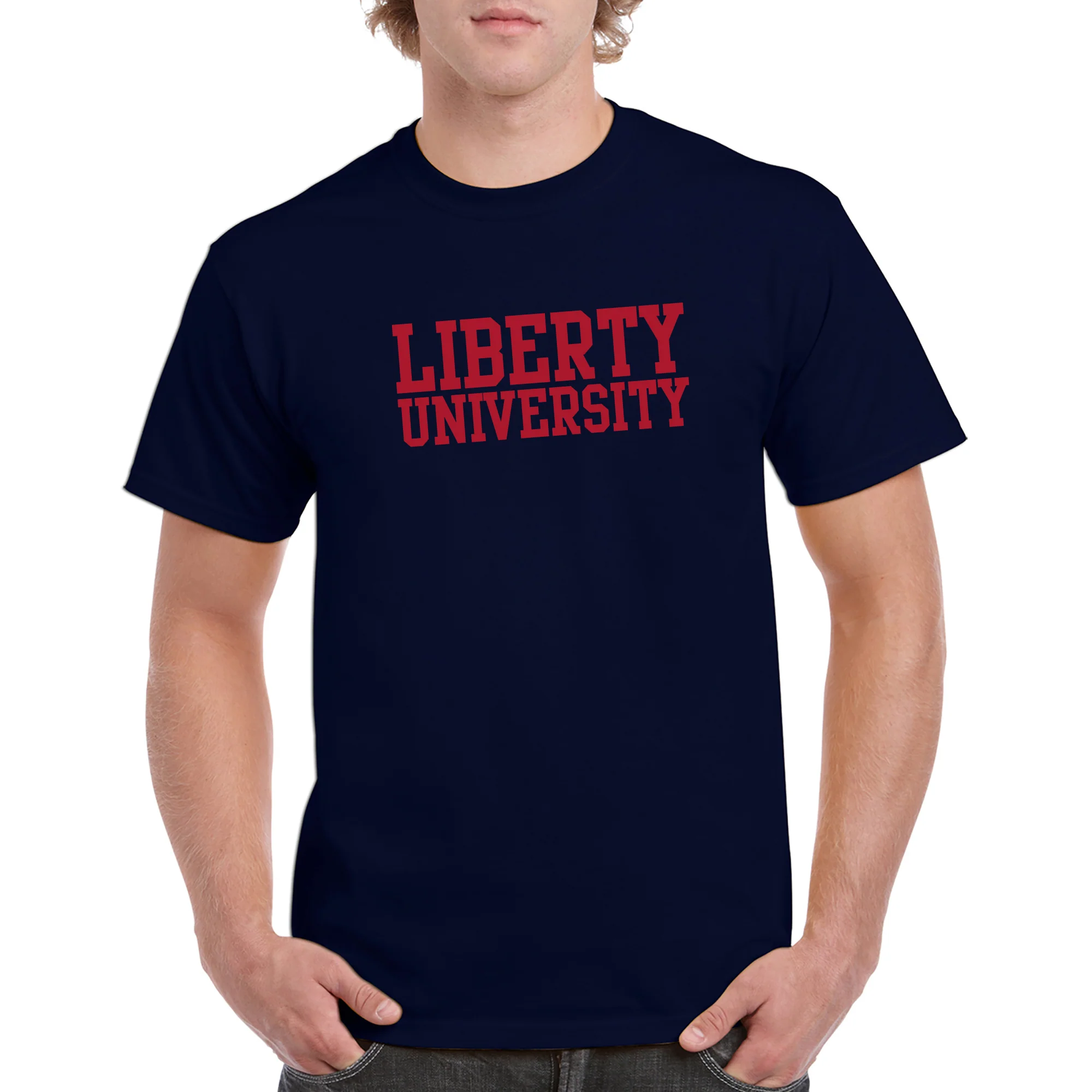 Liberty University Flames Basic Block T Shirt - Navy - Image 3