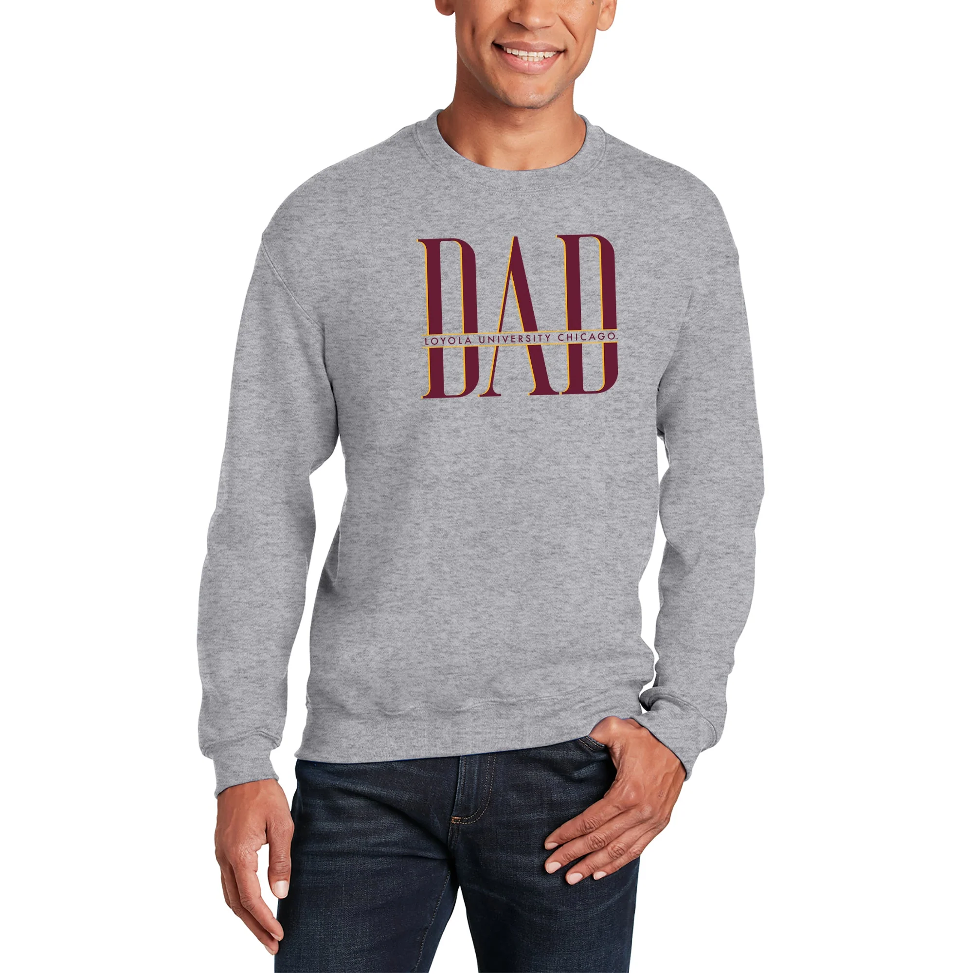 Loyola Chicago Classic Dad Crewneck - Sport Grey - Image 3