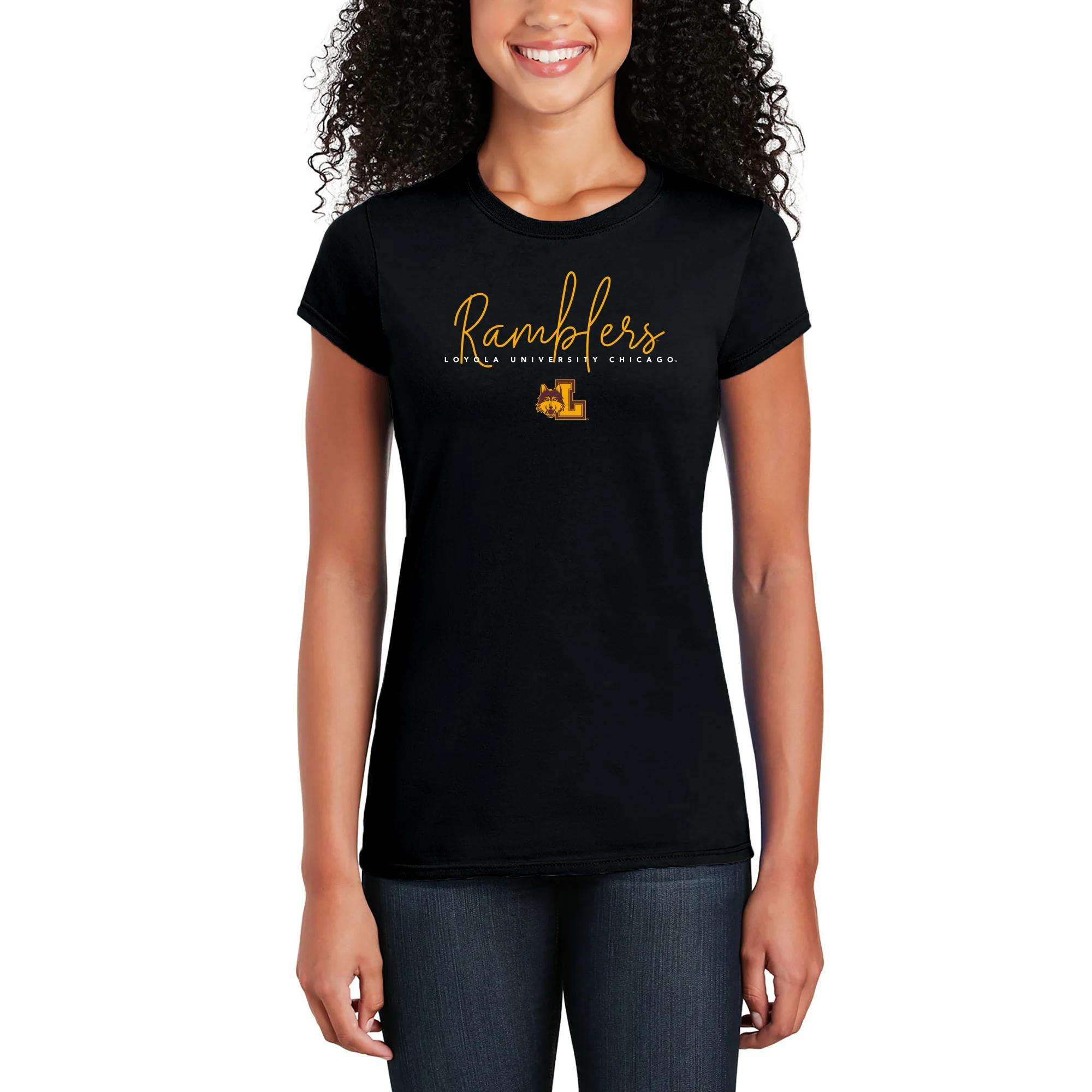 Loyola Chicago Thin Script Women's T-Shirt - Black - Image 4