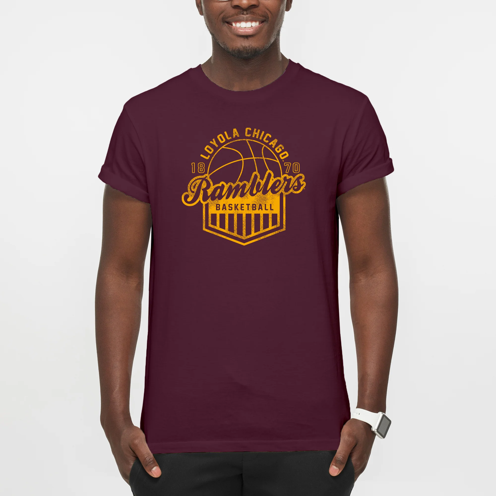 Loyola University Chicago Ramblers Basketball Shield T Shirt - Image 4