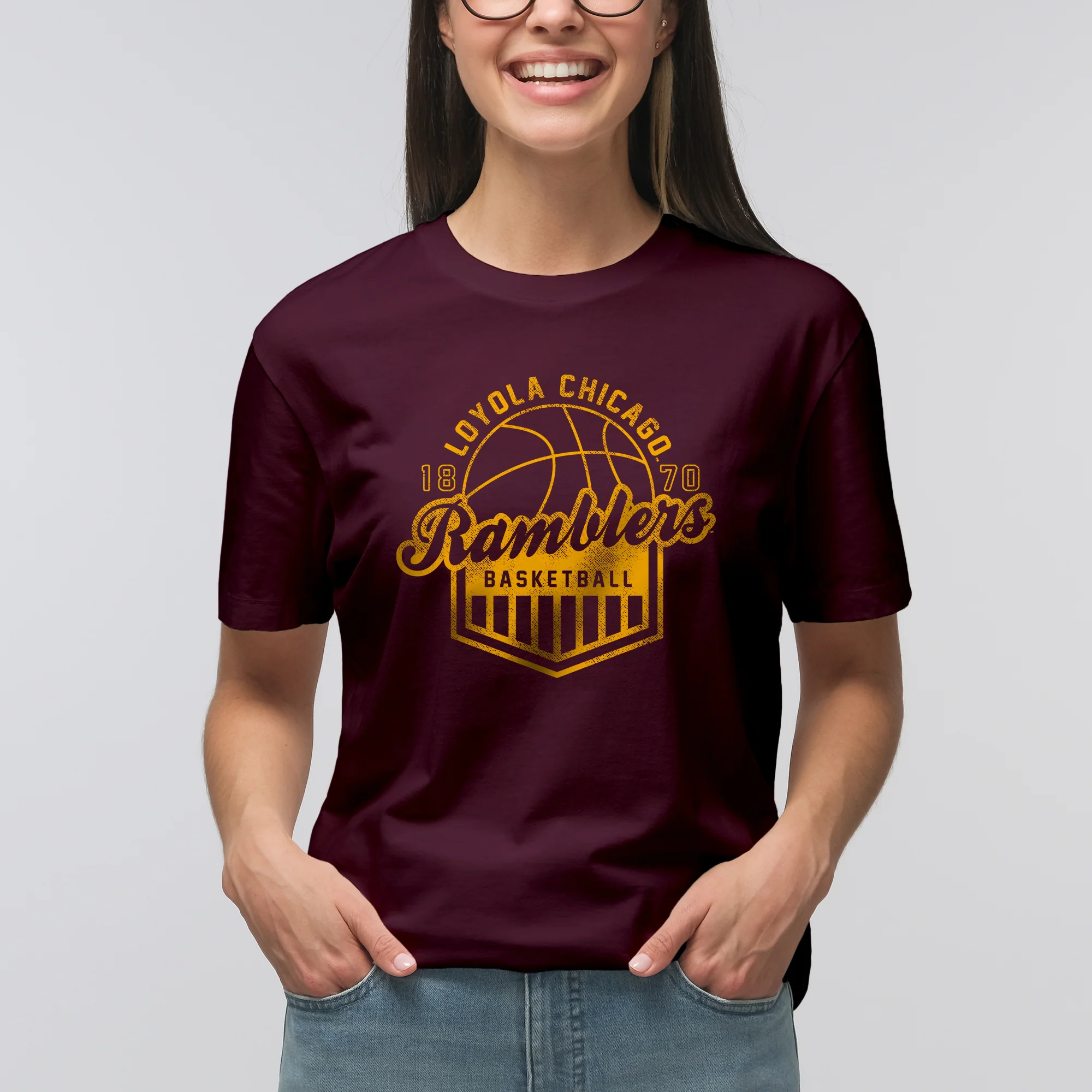 Loyola University Chicago Ramblers Basketball Shield T Shirt - Image 5