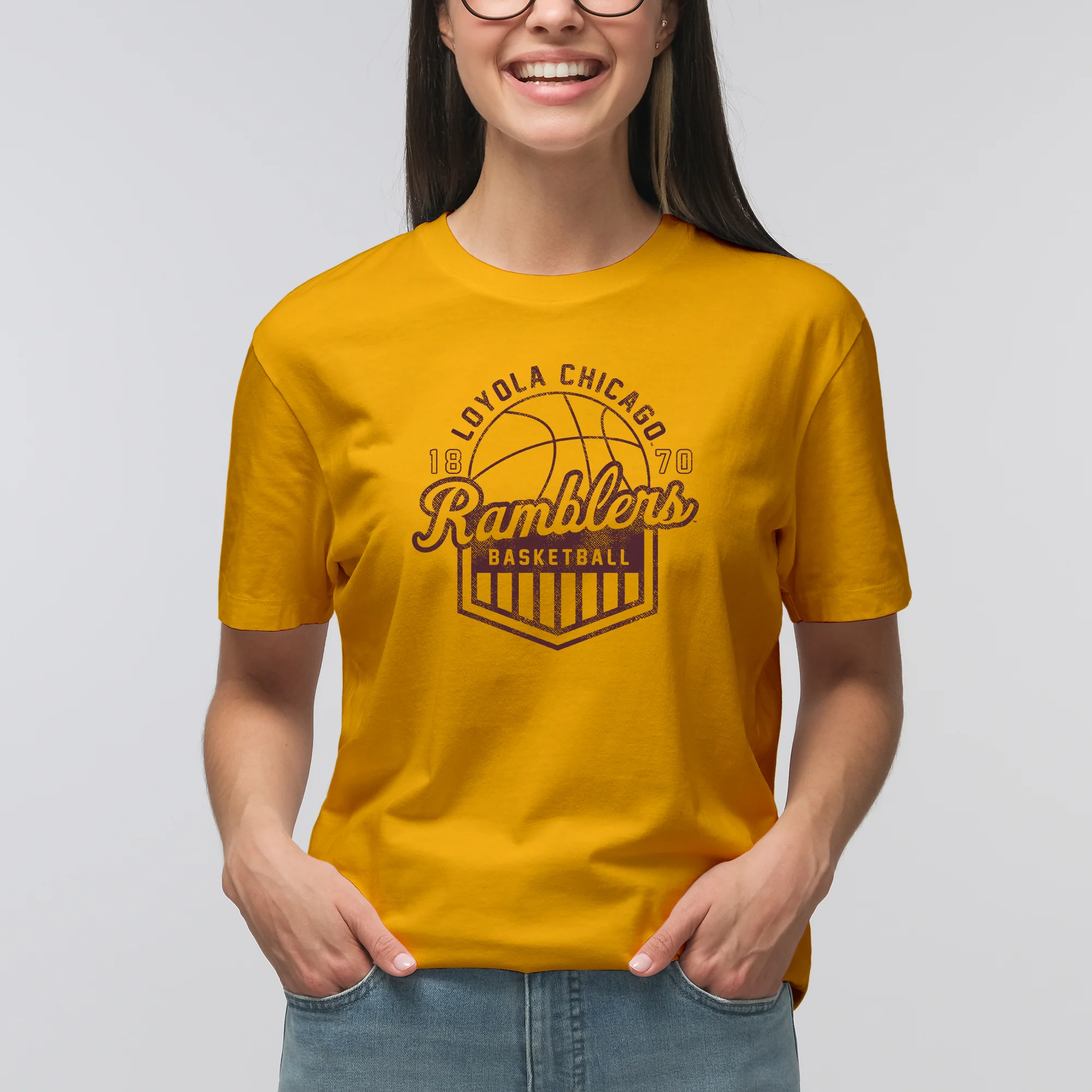 Loyola University Chicago Ramblers Basketball Shield T Shirt - Image 7