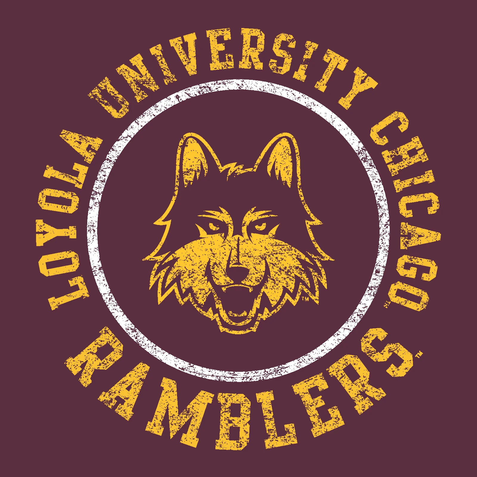 Loyola University Chicago Ramblers Distressed Circle Logo Short Sleeve T Shirt - Maroon - Image 2