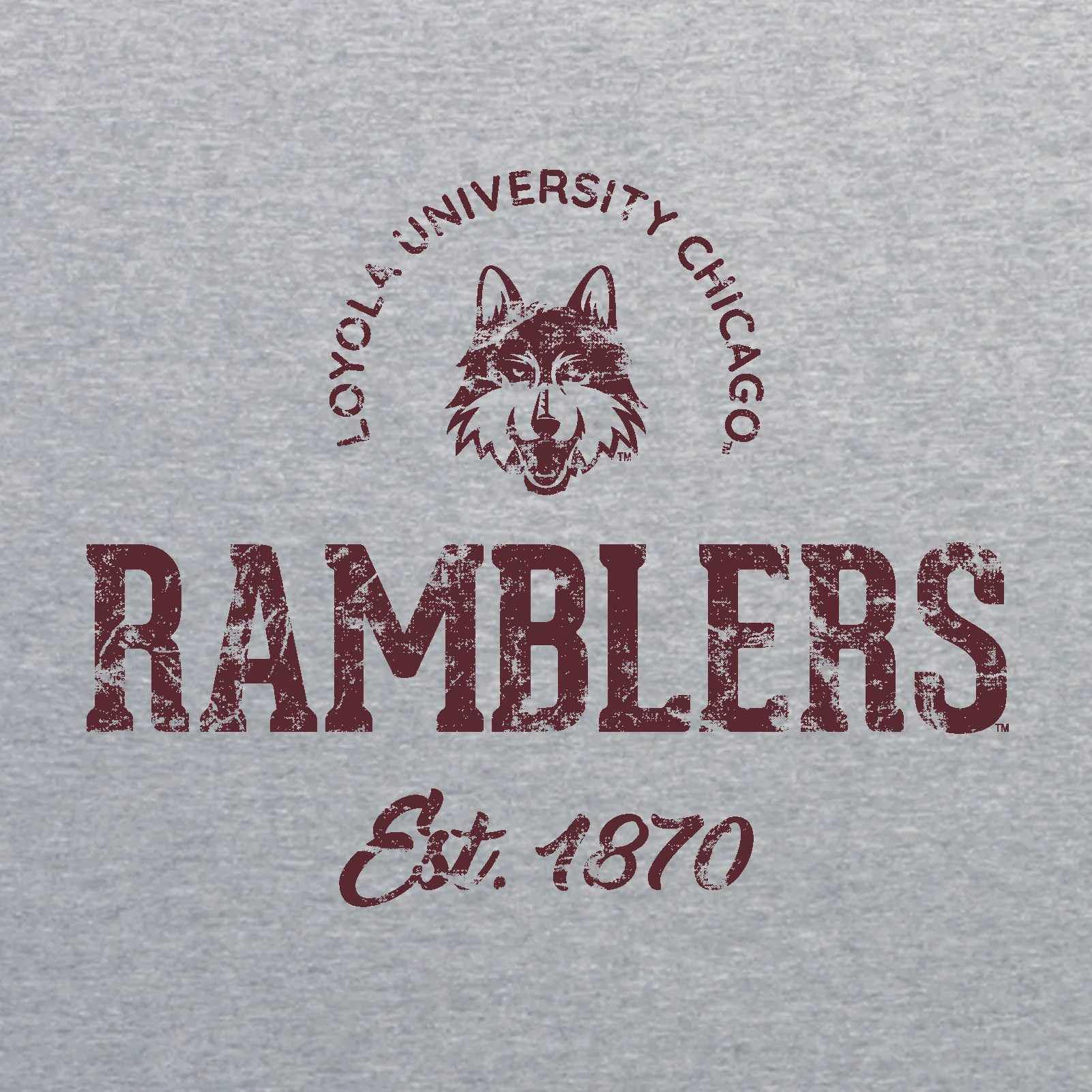 Loyola University Chicago Ramblers Established Arch Short Sleeve T Shirt - Sport Grey - Image 2