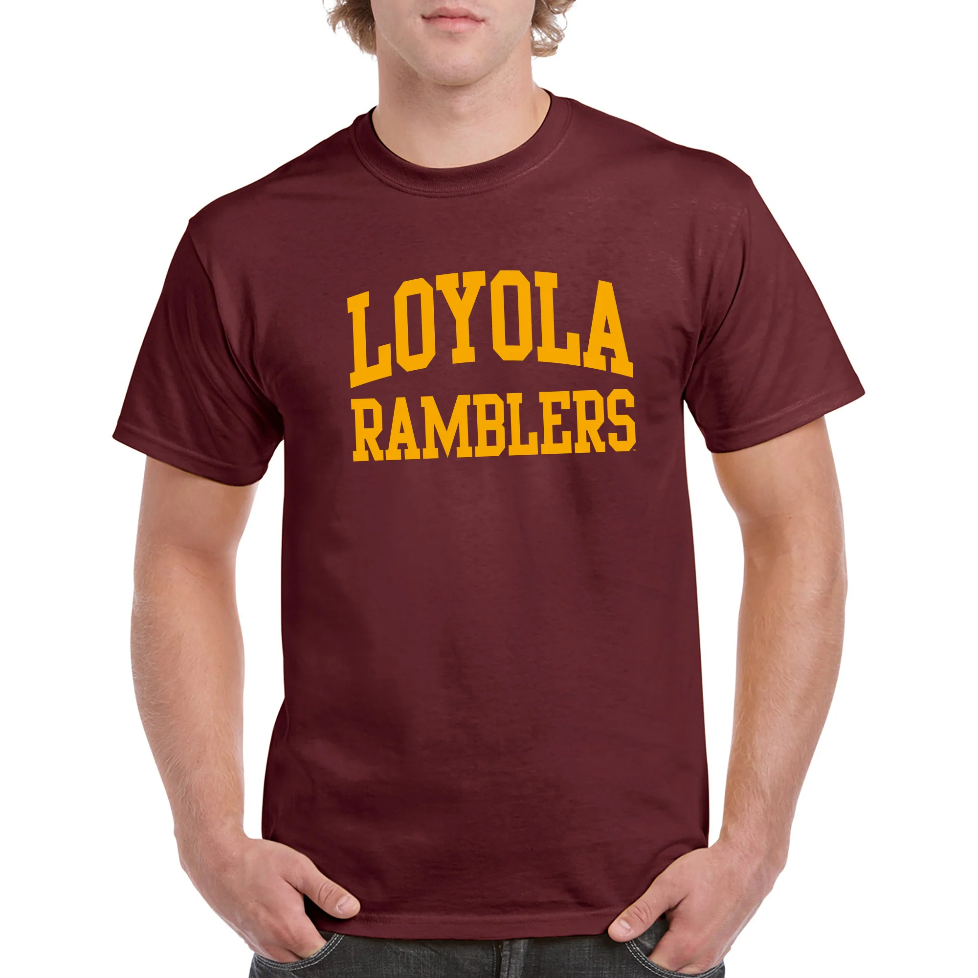 Loyola University Chicago Ramblers Front Back Print Short Sleeve T Shirt - Maroon - Image 3