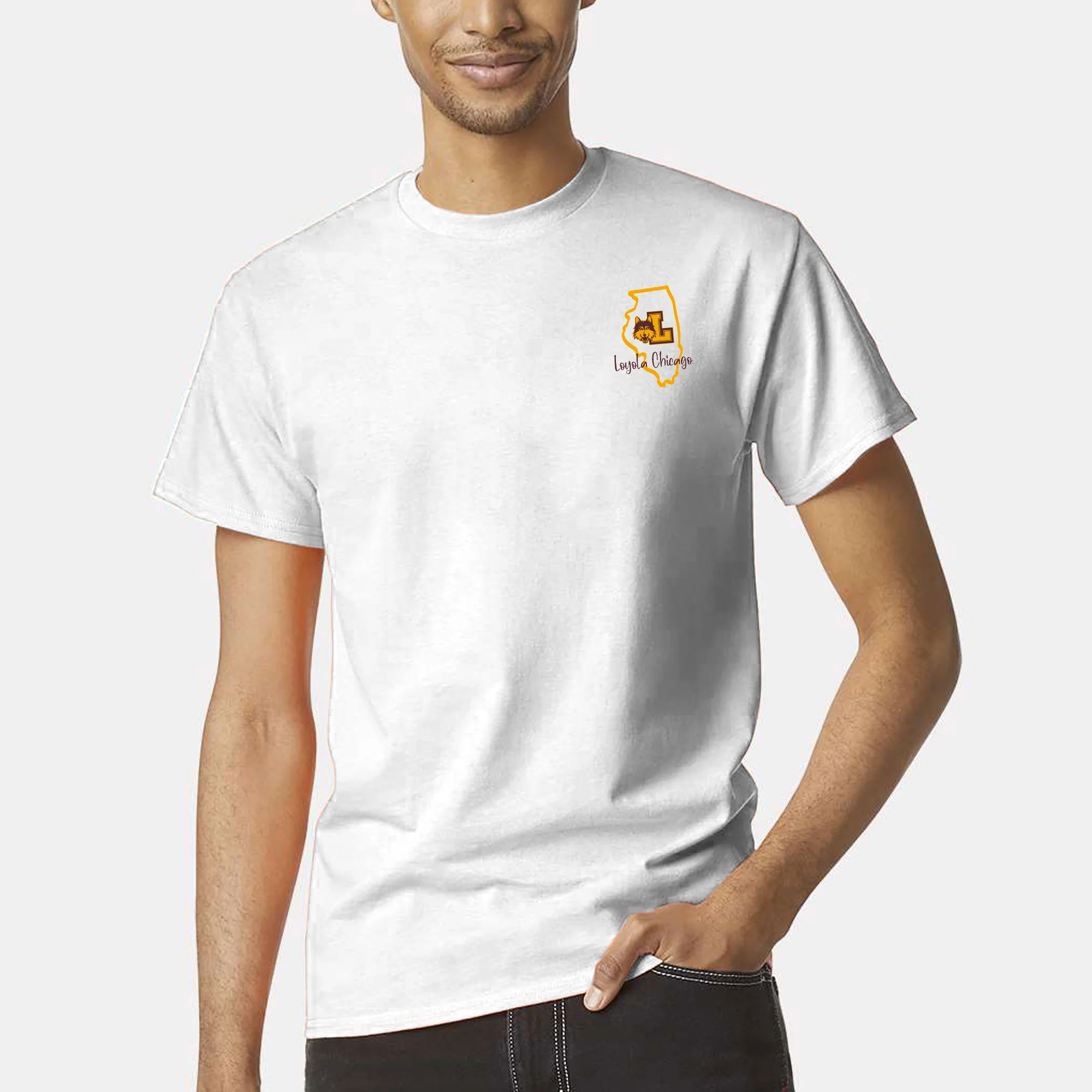 Loyola University Chicago Ramblers Playful Sketch Short Sleeve T Shirt - White - Image 3