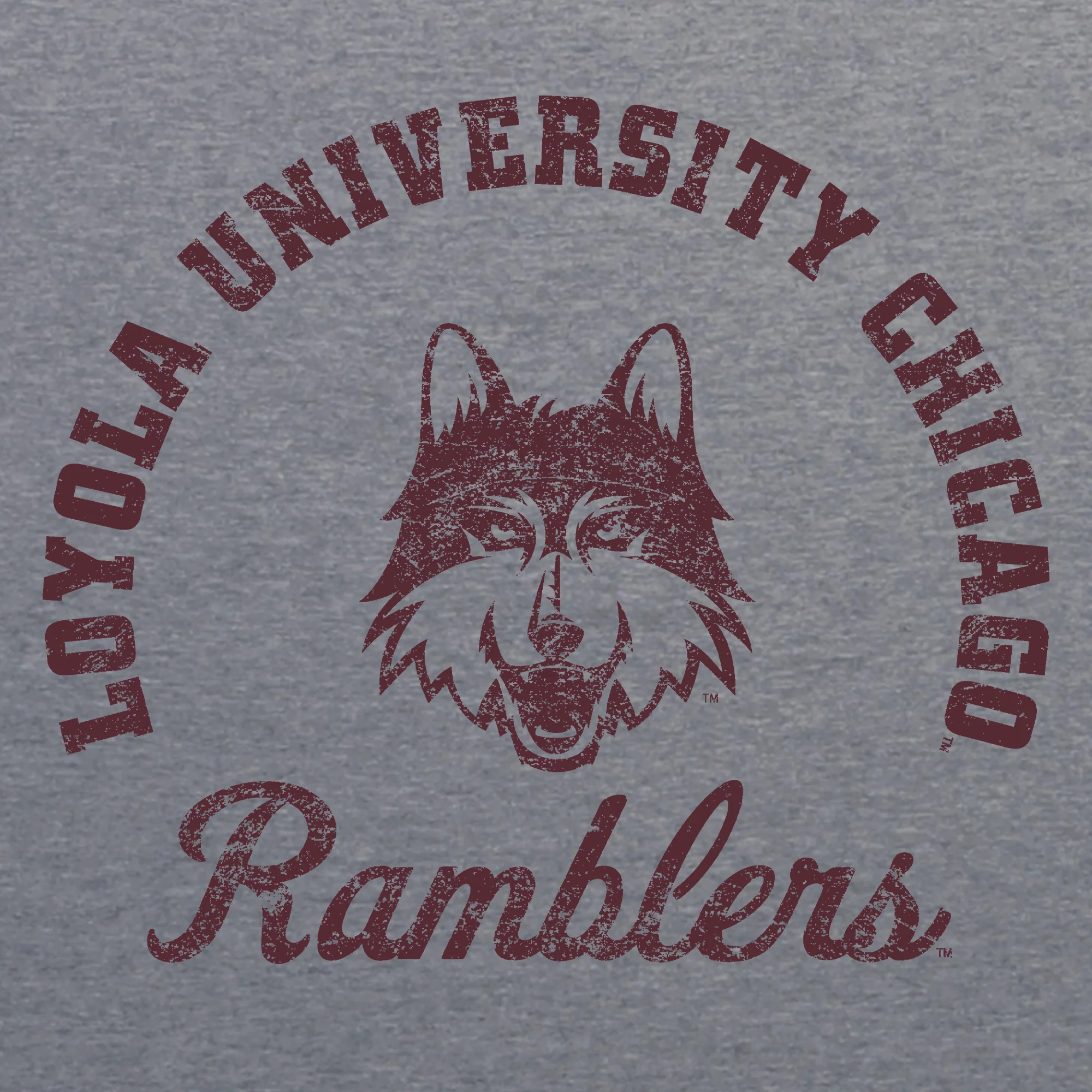 Loyola University Chicago Ramblers Retro Script Short Sleeve T Shirt - Premium Heather - Image 2