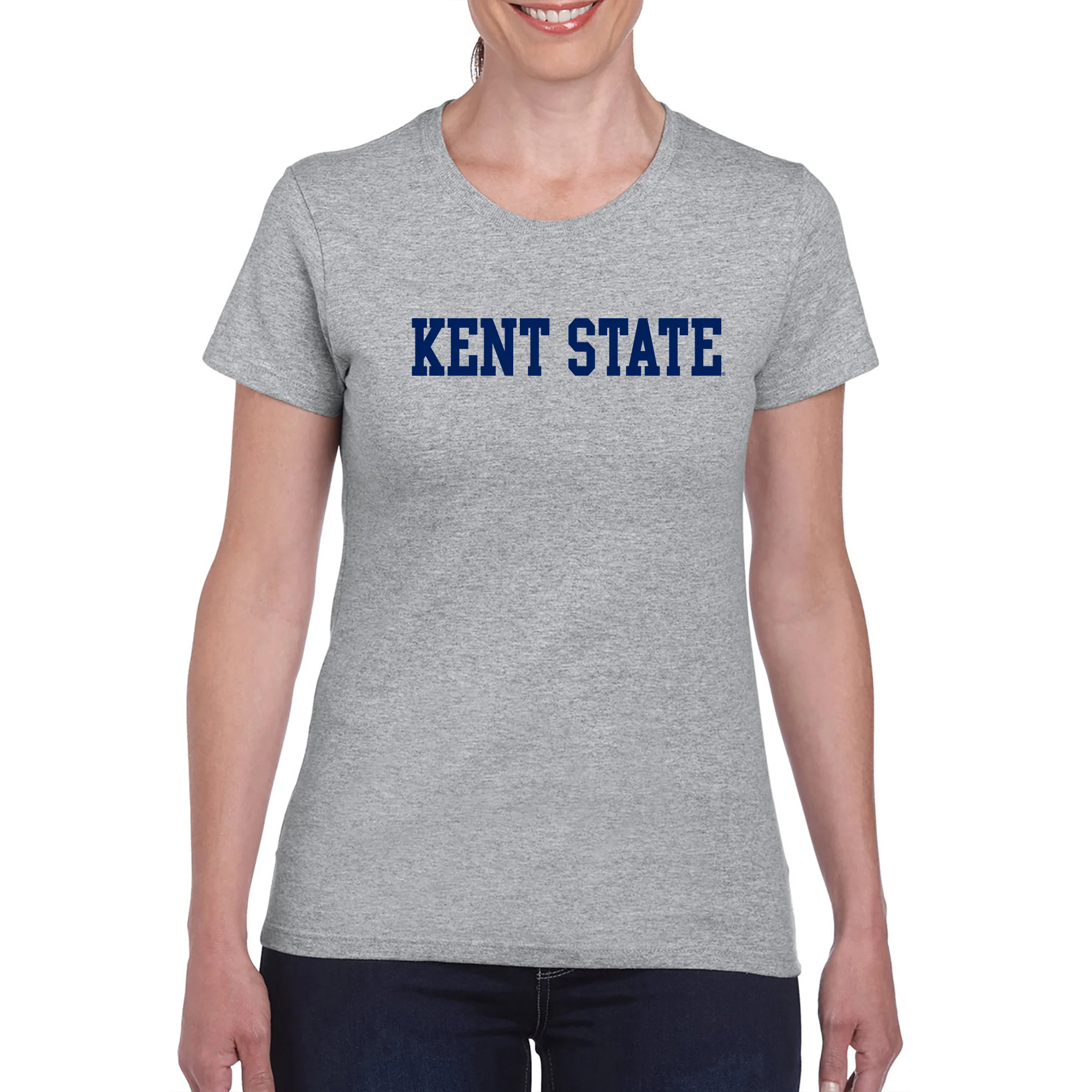 Kent State Golden Flashes Basic Block Women's T Shirt - Sport Grey - Image 4