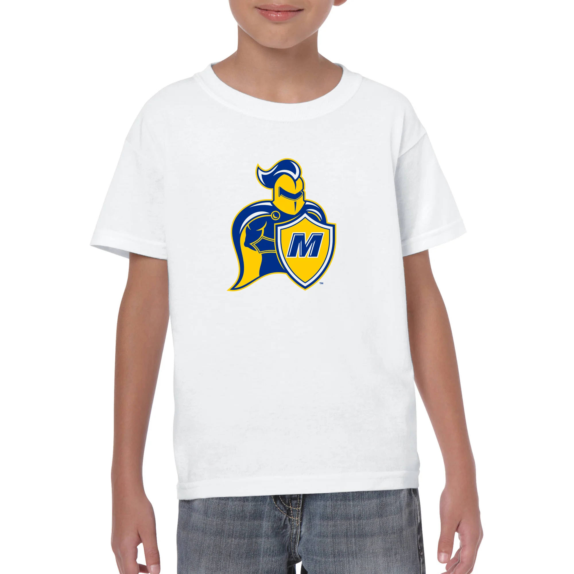 Madonna University Crusaders Primary Logo Youth T-Shirt - White - Image 3