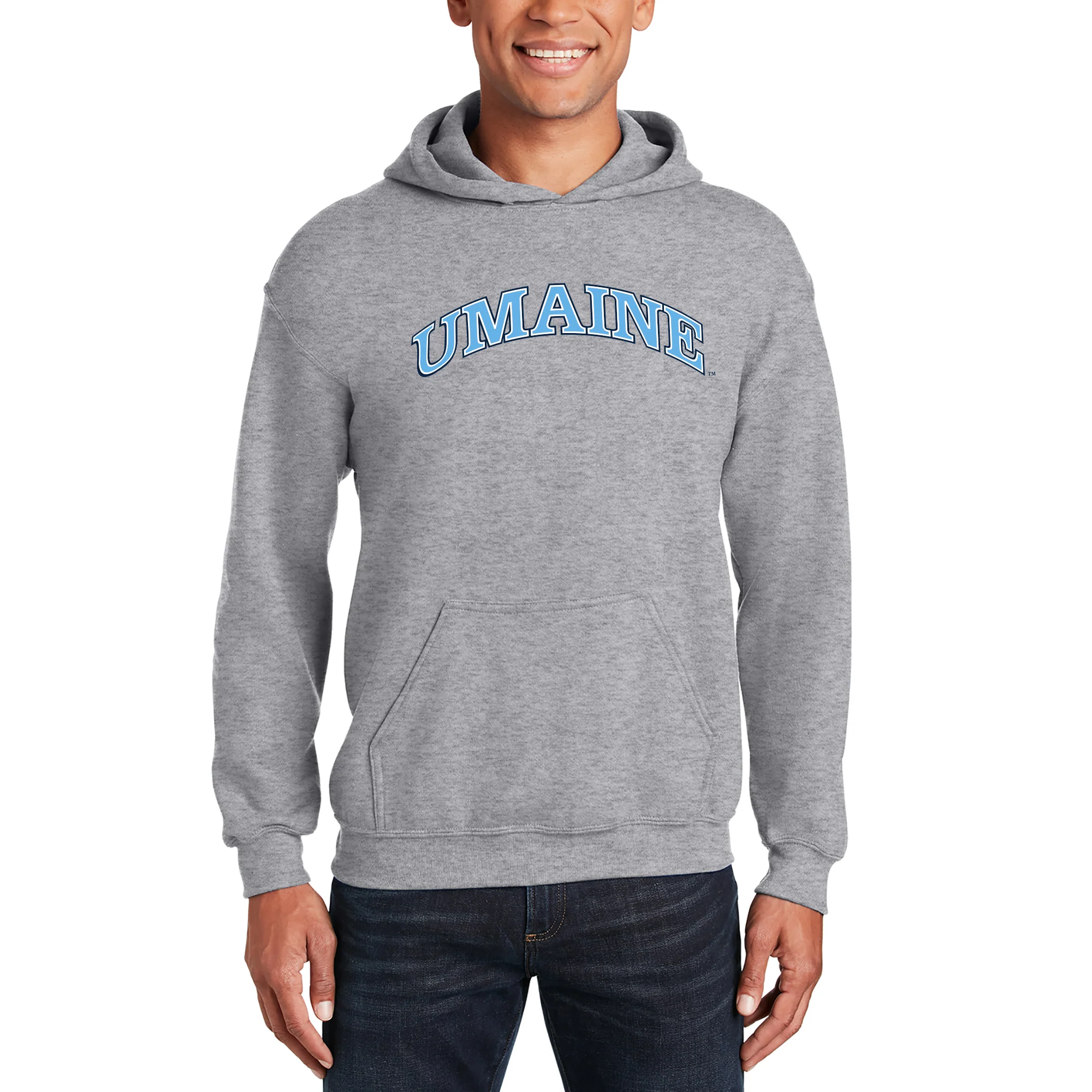 Maine Black Bears Arch Logo Hoodie - Sport Grey - Image 3