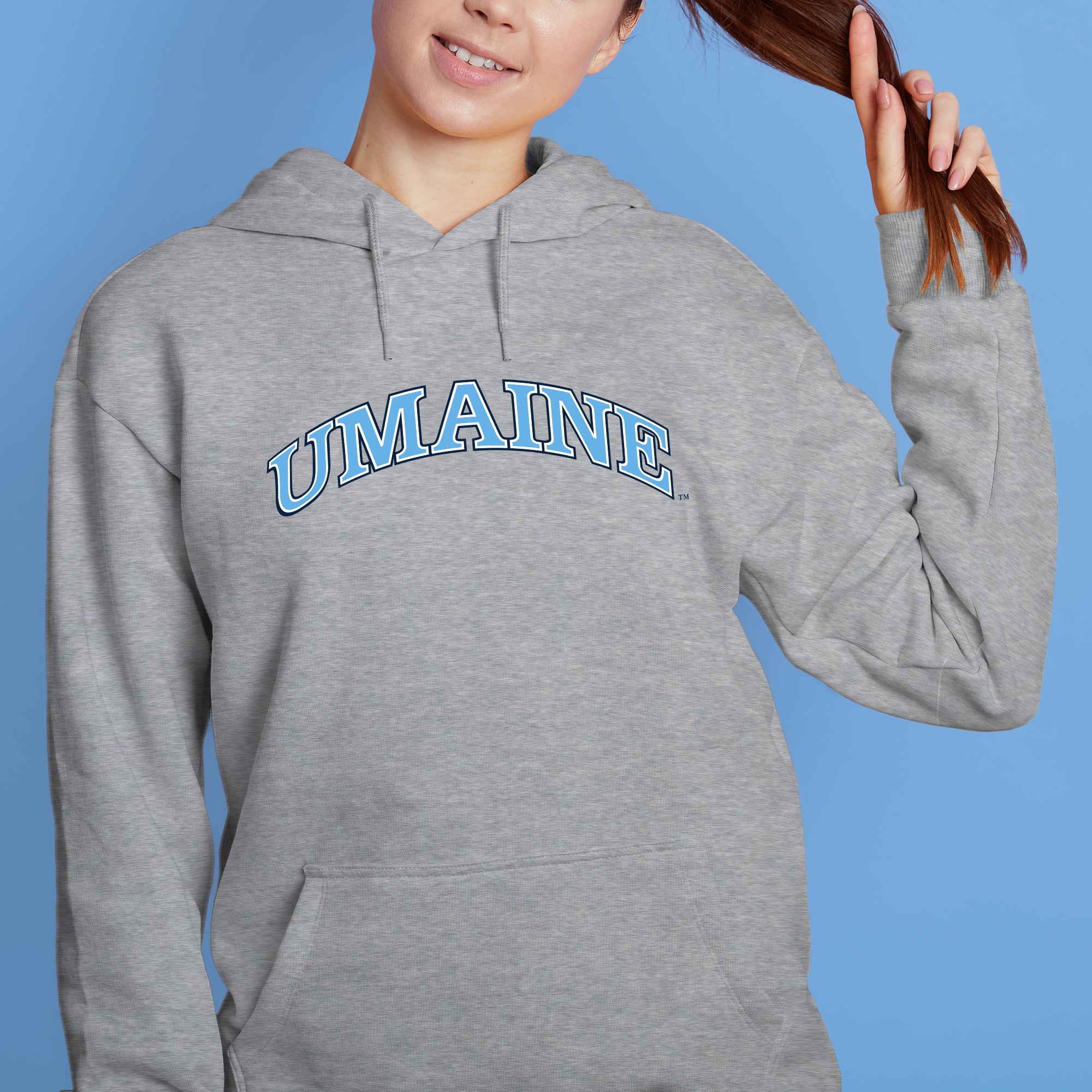 Maine Black Bears Arch Logo Hoodie - Sport Grey - Image 4