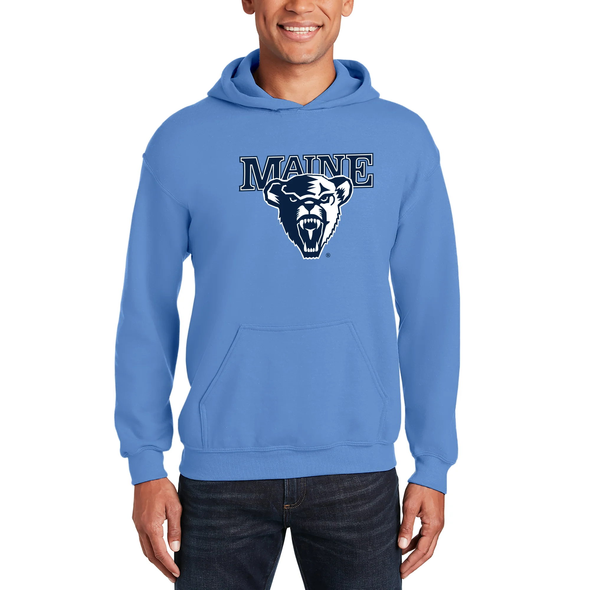 Maine Black Bears Primary Logo Hoodie - Carolina Blue - Image 3