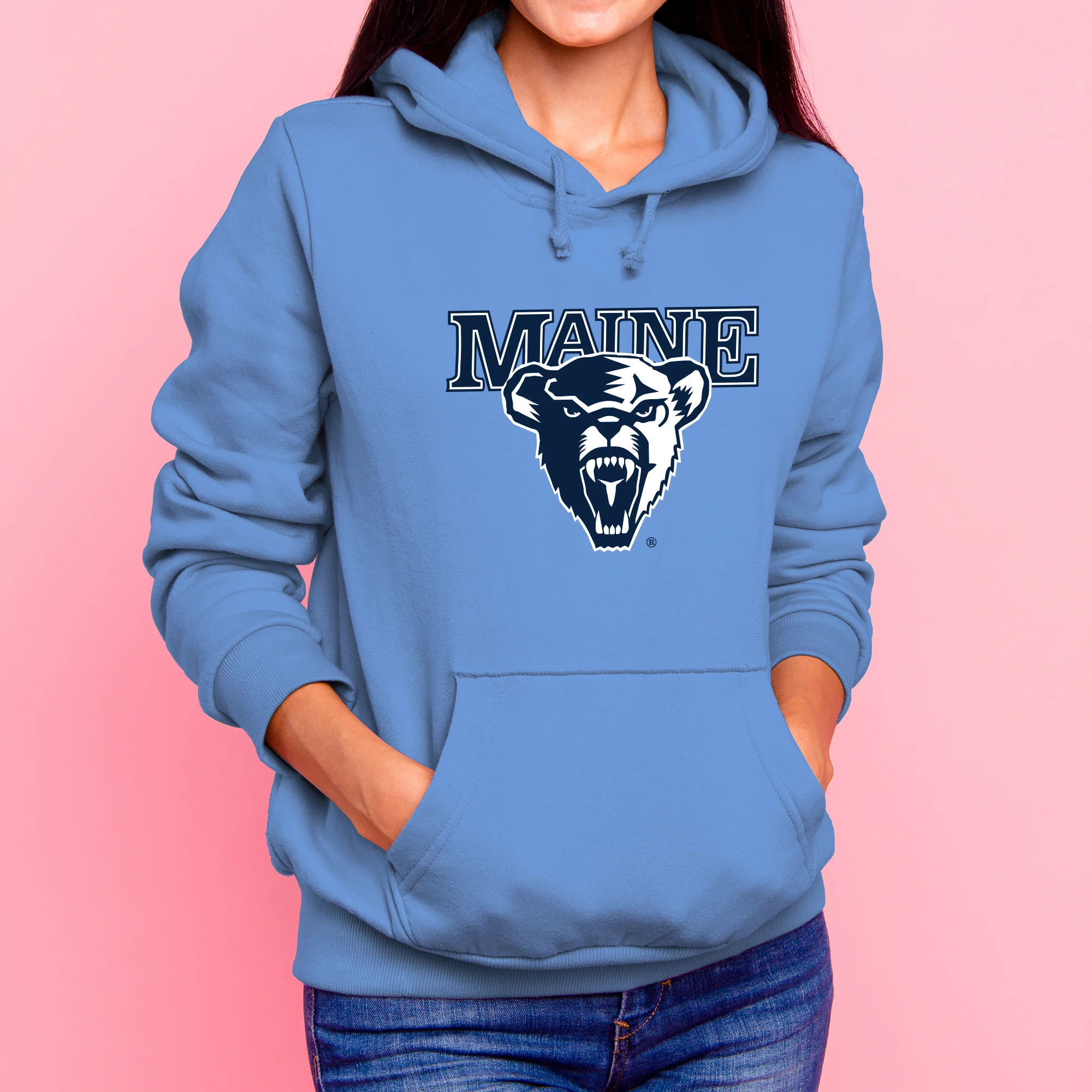 Maine Black Bears Primary Logo Hoodie - Carolina Blue - Image 4