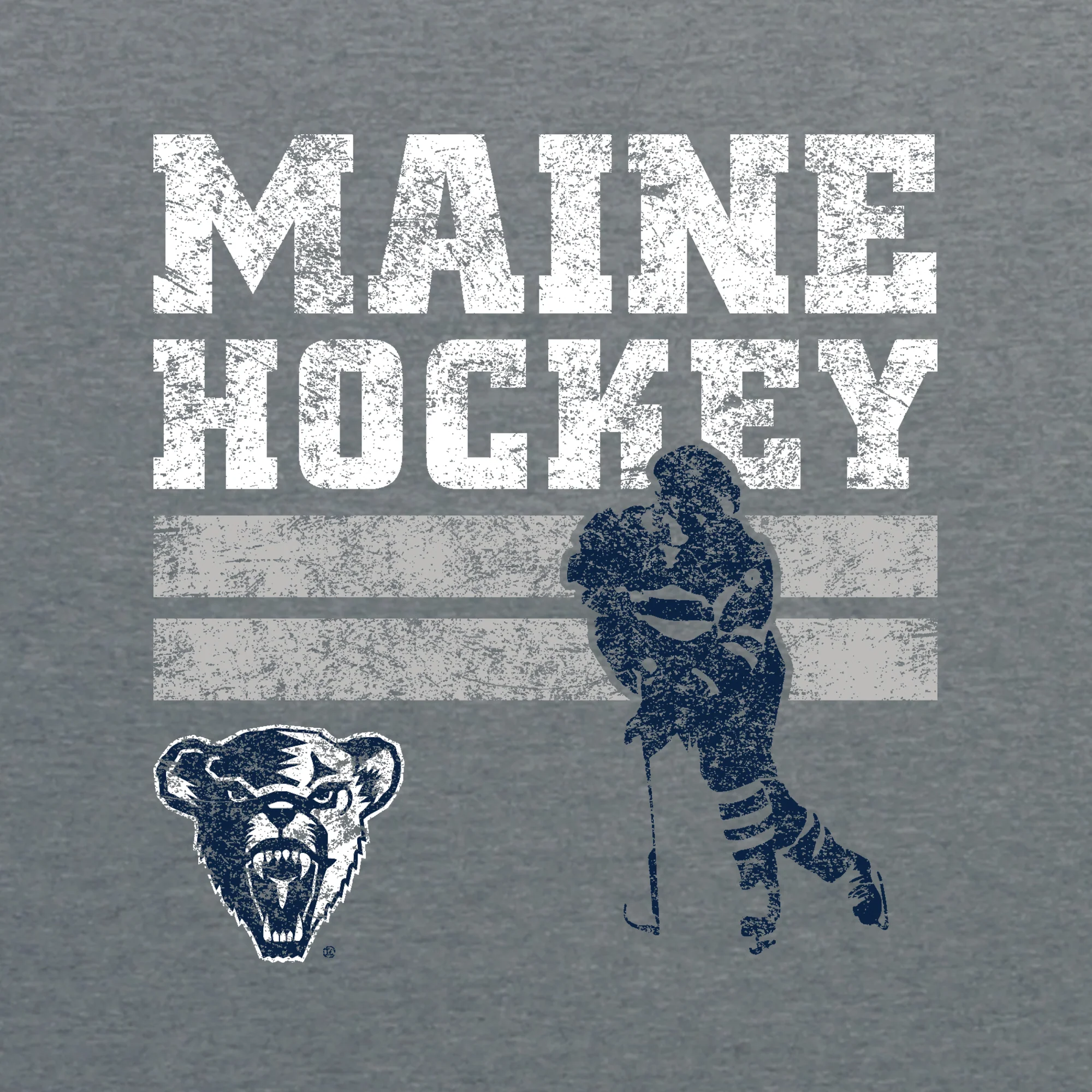 Maine Retro Ice Hockey T-Shirt - Graphite Heather - Image 2