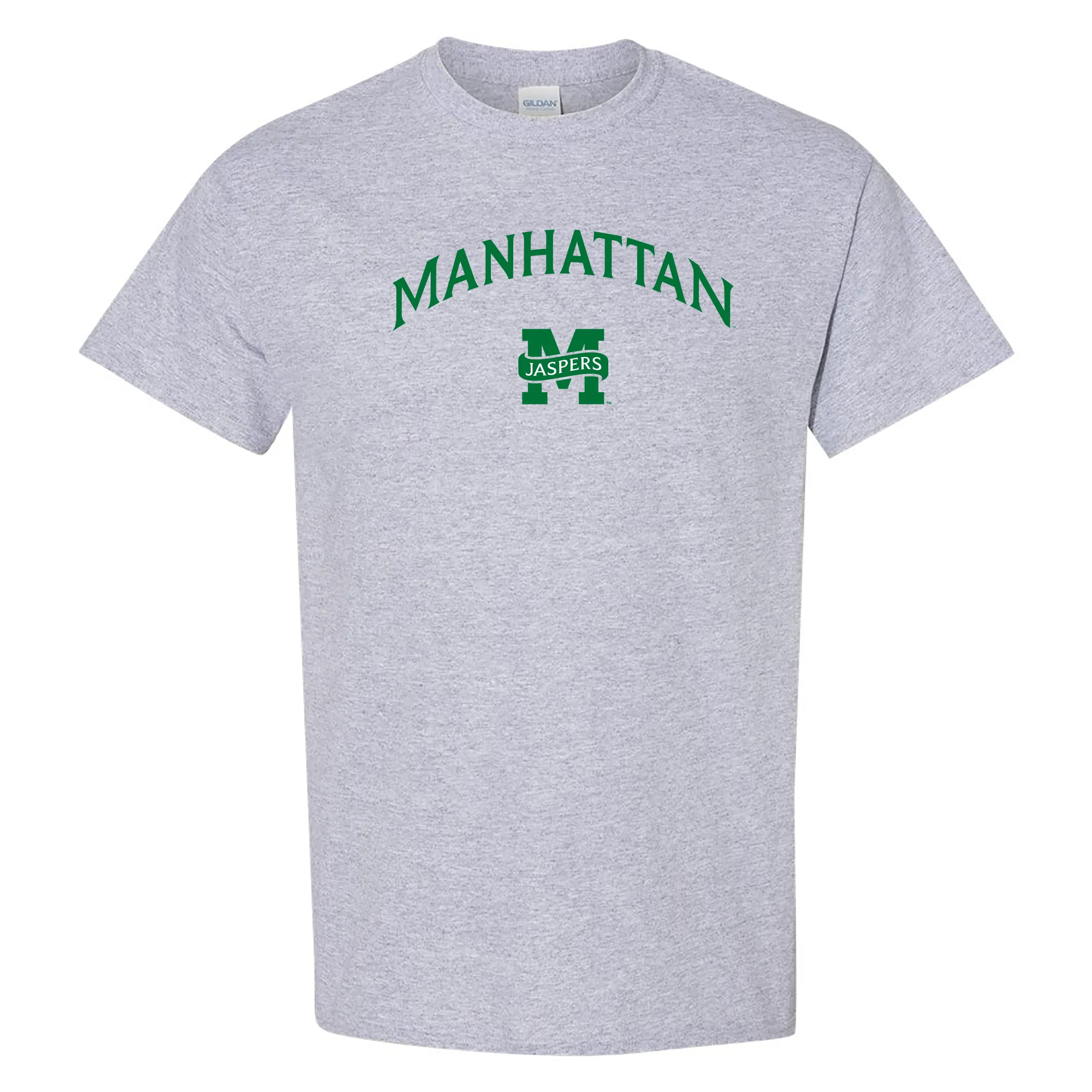 Manhattan College Jaspers Arch Logo Short Sleeve T Shirt - Sport Grey