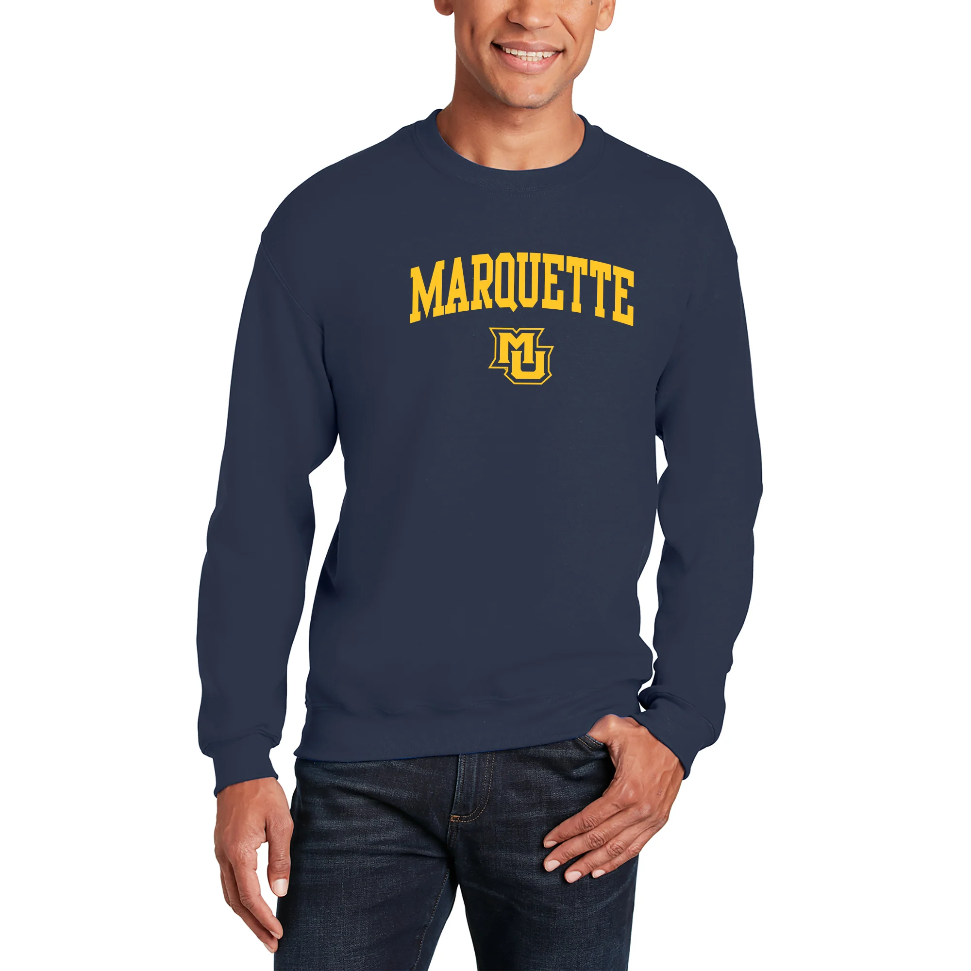 Marquette University Golden Eagles Arch Logo Crewneck - Navy - Image 3