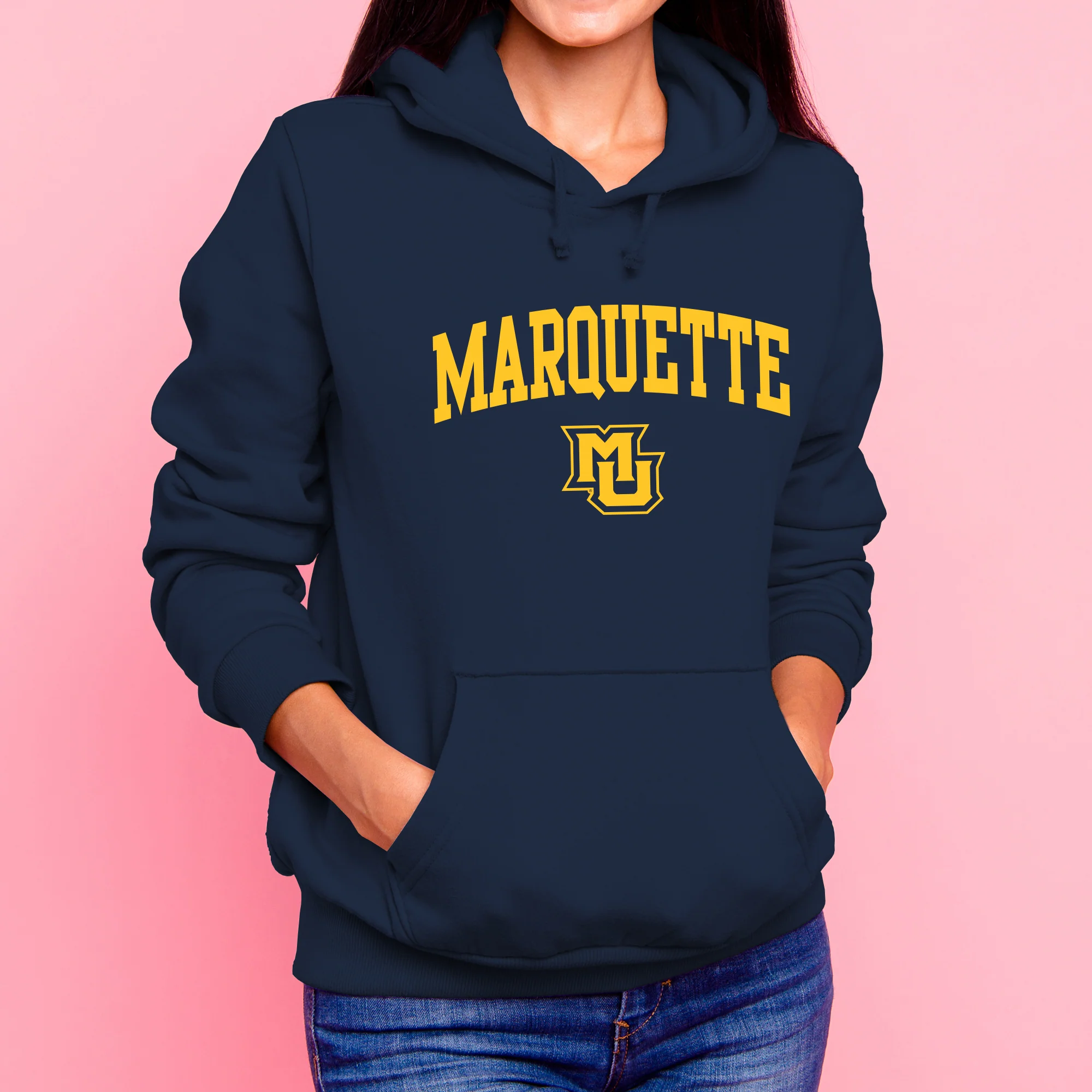 Marquette University Golden Eagles Arch Logo Hoodie - Navy - Image 4