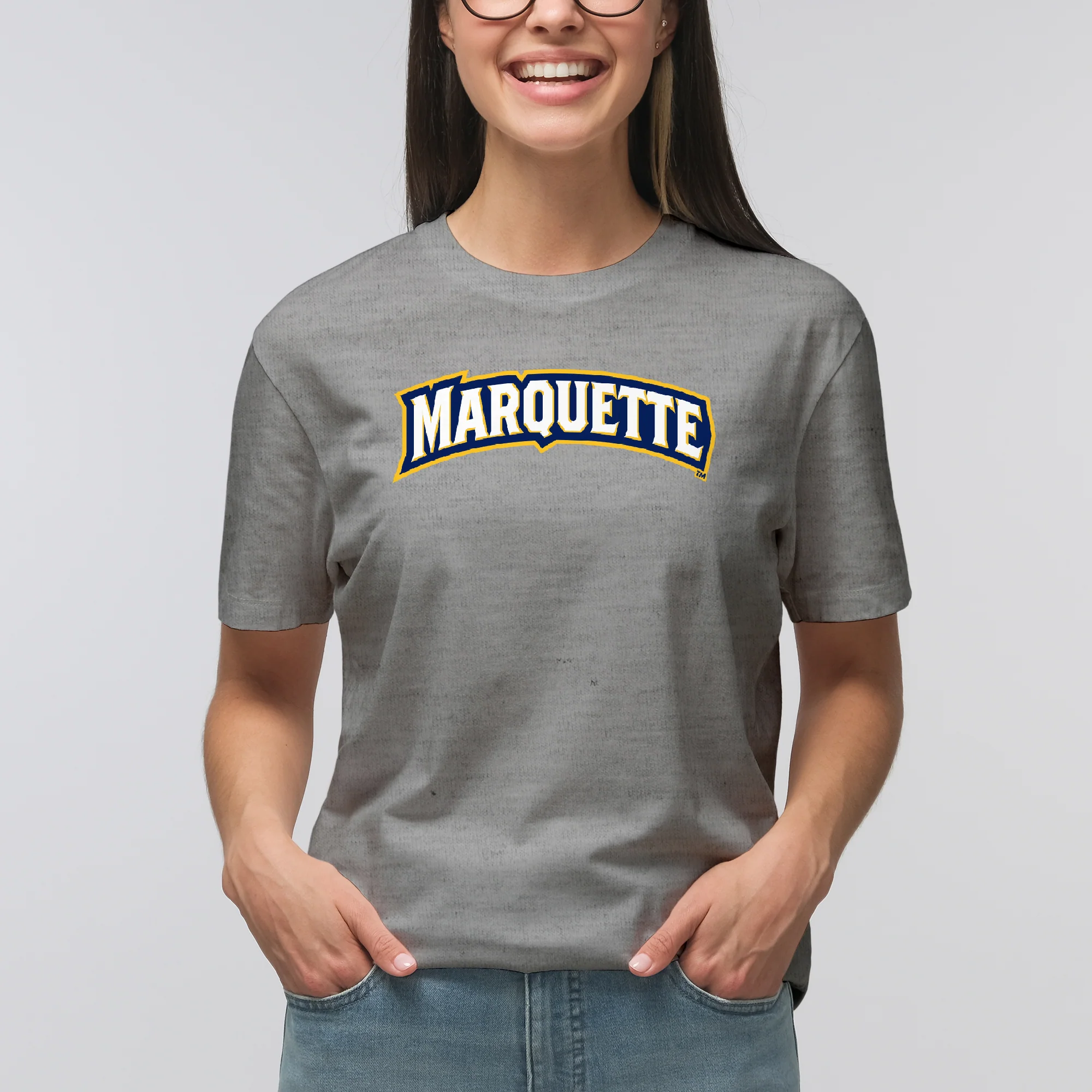 Marquette University Golden Eagles Institutional Logo T-Shirt - Sport Grey - Image 4