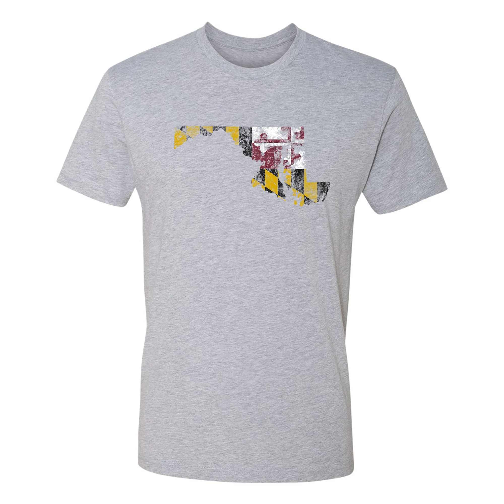 Maryland Distressed State Flag Outline NLA T-Shirt - Heather Grey